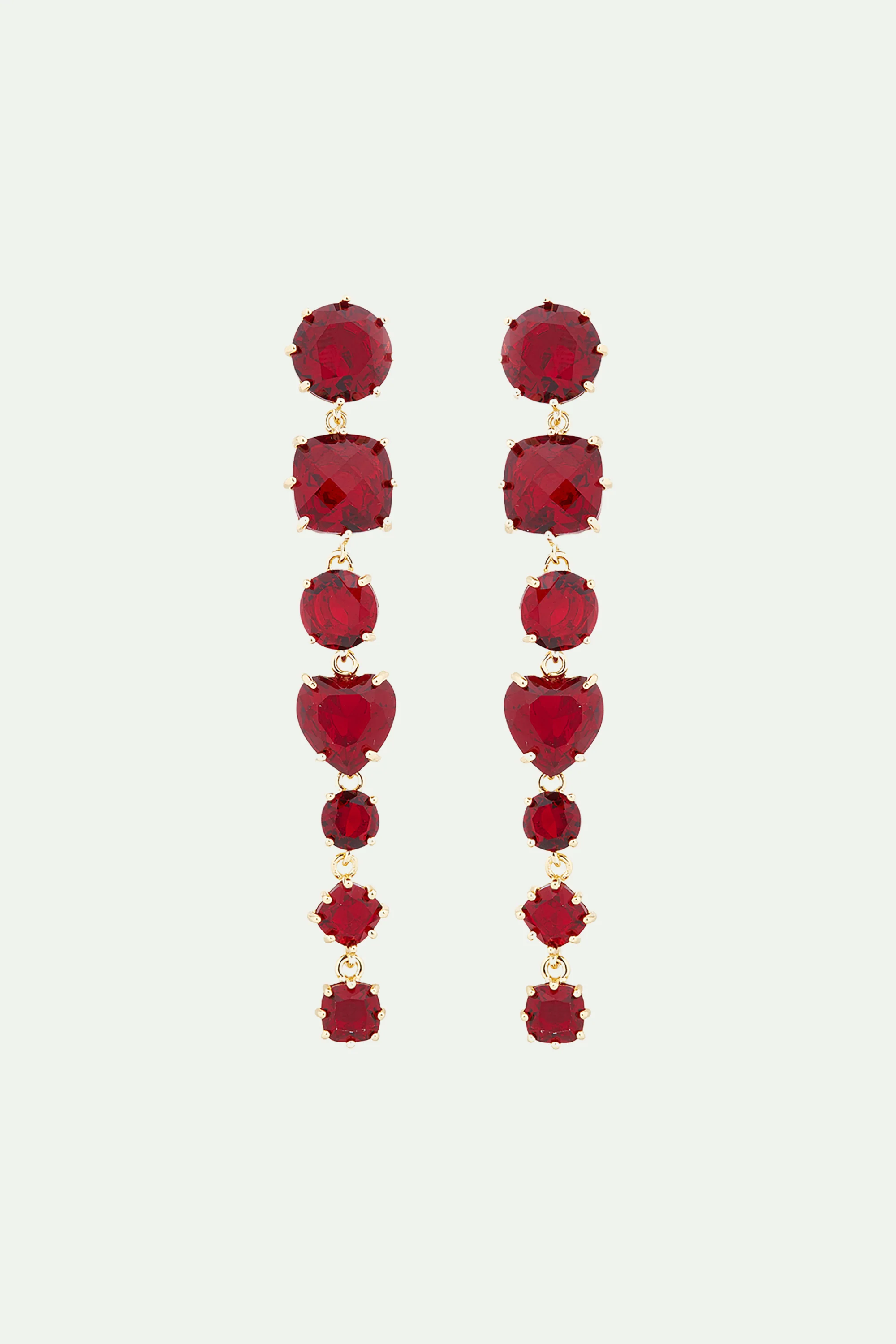 Boucles d'oreilles 7 pierres La Diamantine Rouge Grenat