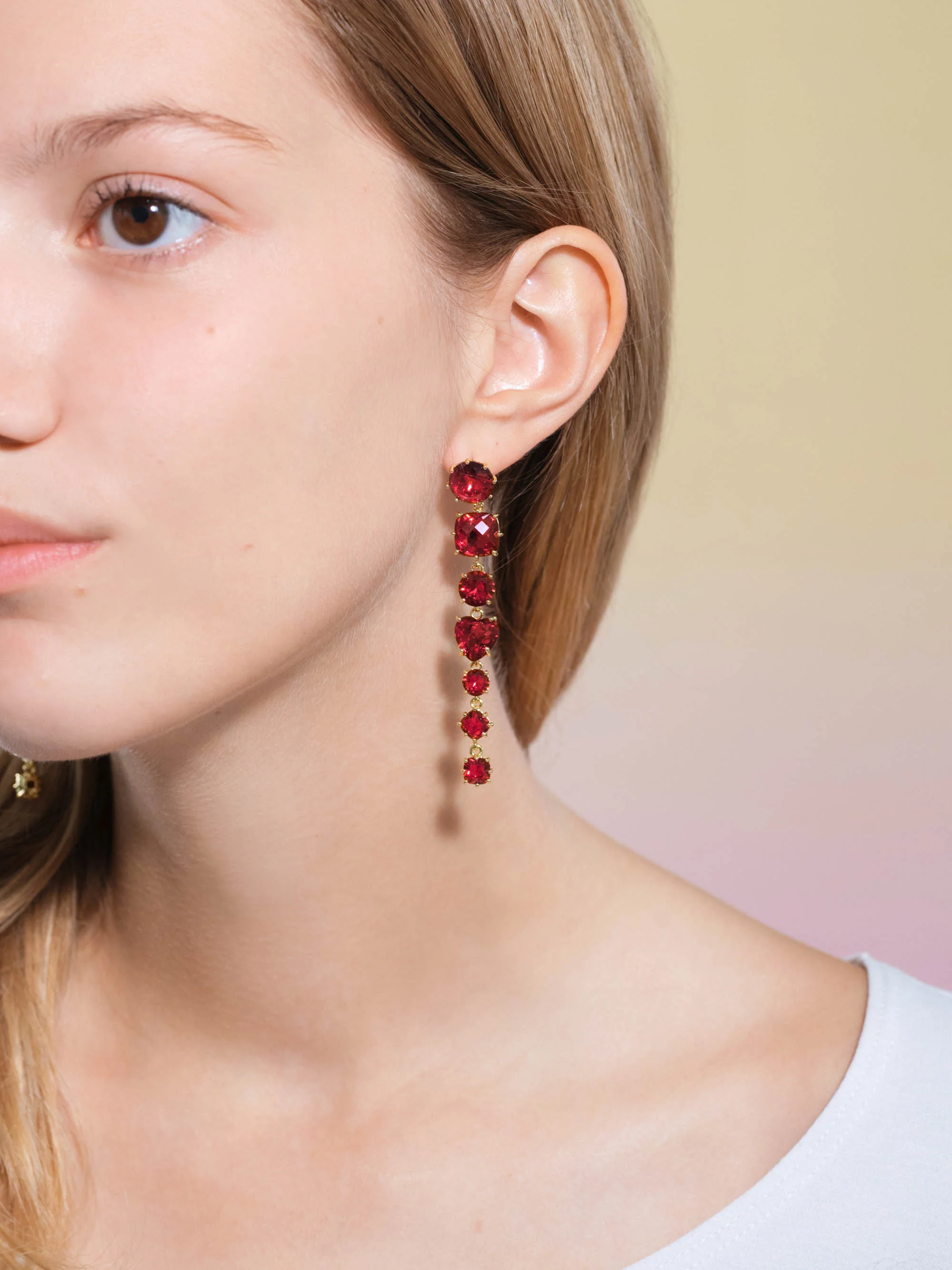 Boucles d'oreilles 7 pierres La Diamantine Rouge Grenat - Image 2