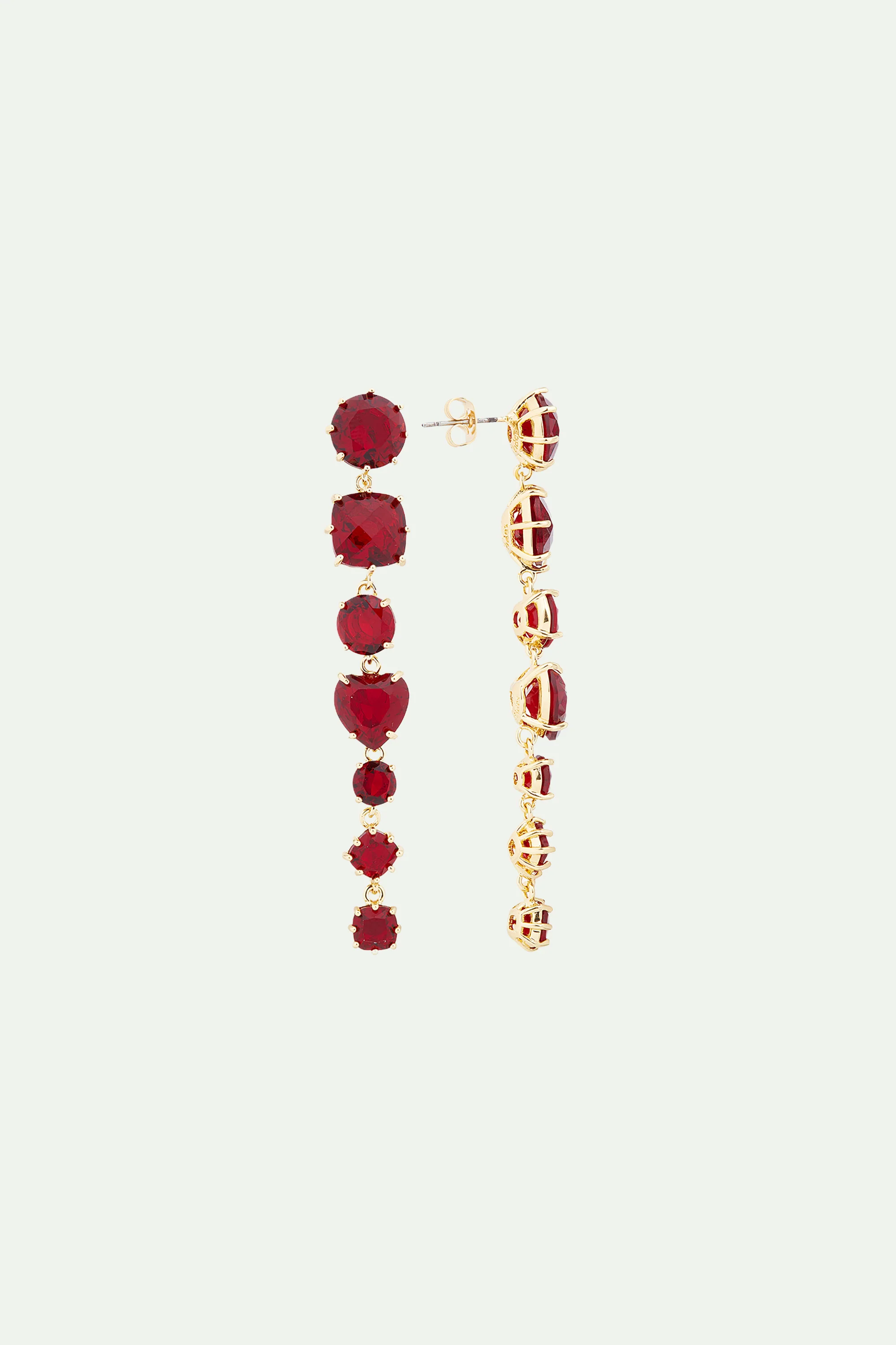Boucles d'oreilles 7 pierres La Diamantine Rouge Grenat - Image 3