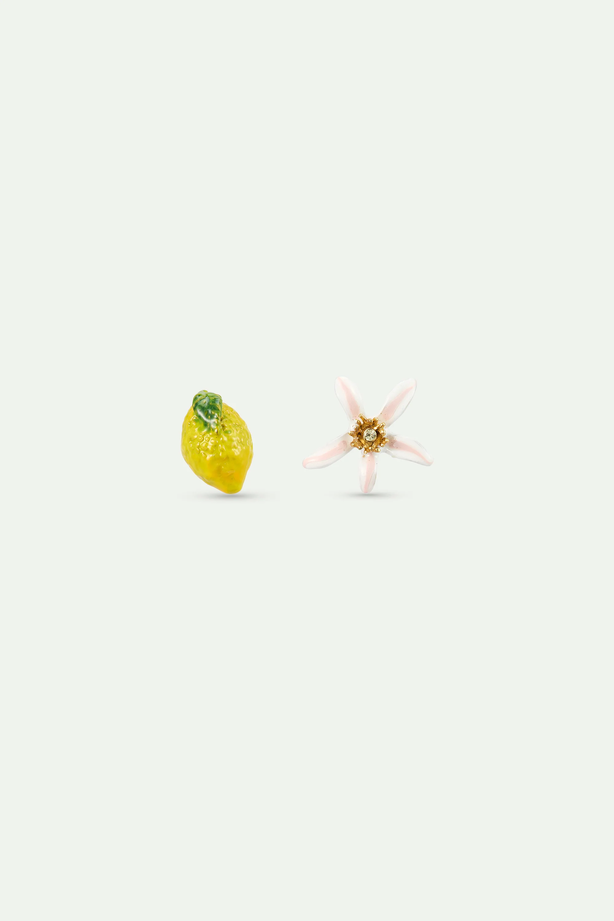 Boucles d'oreilles asymétriques citron et fleur d'oranger