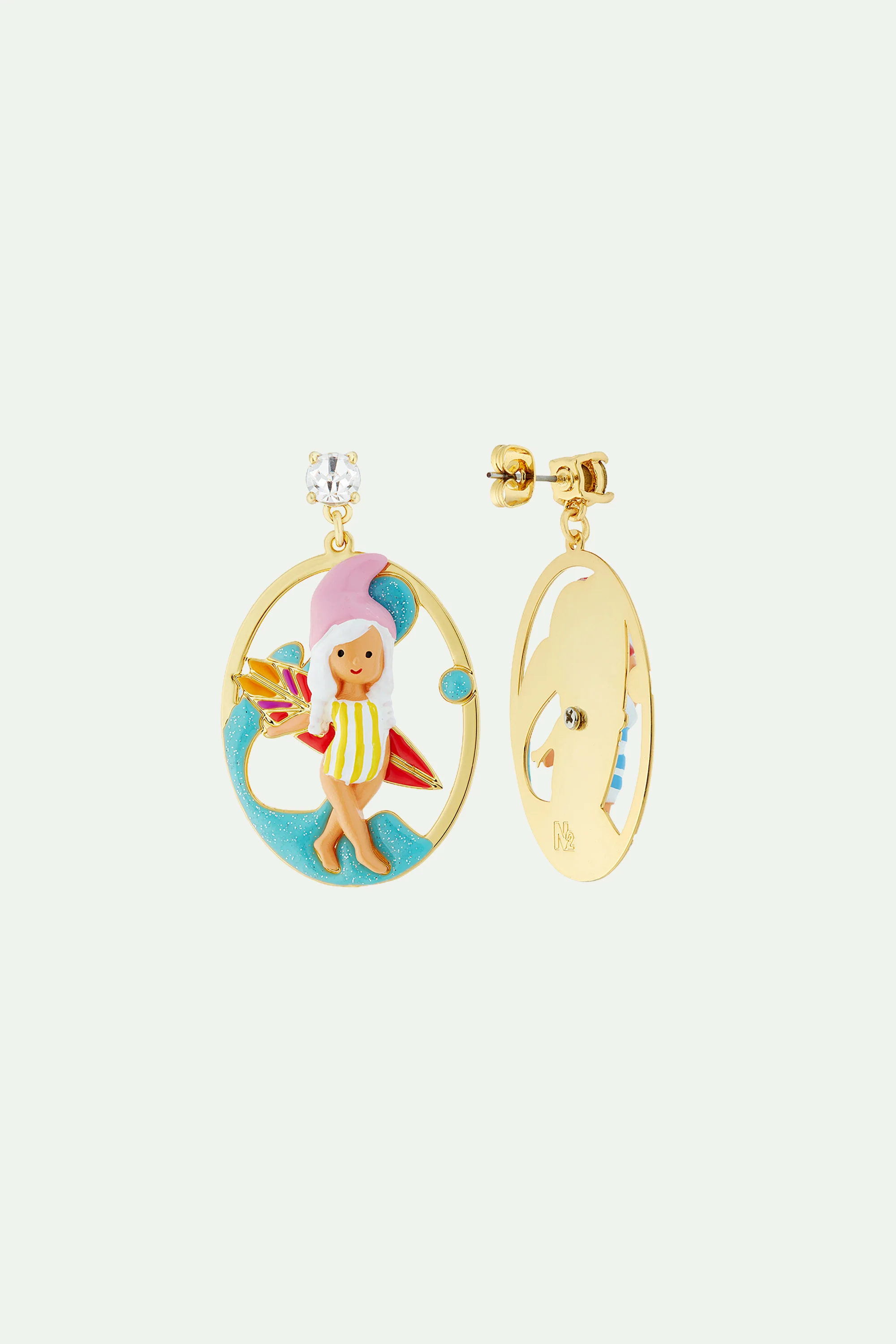 Boucles d'oreilles asymétriques couple champimignon au surf - Image 3