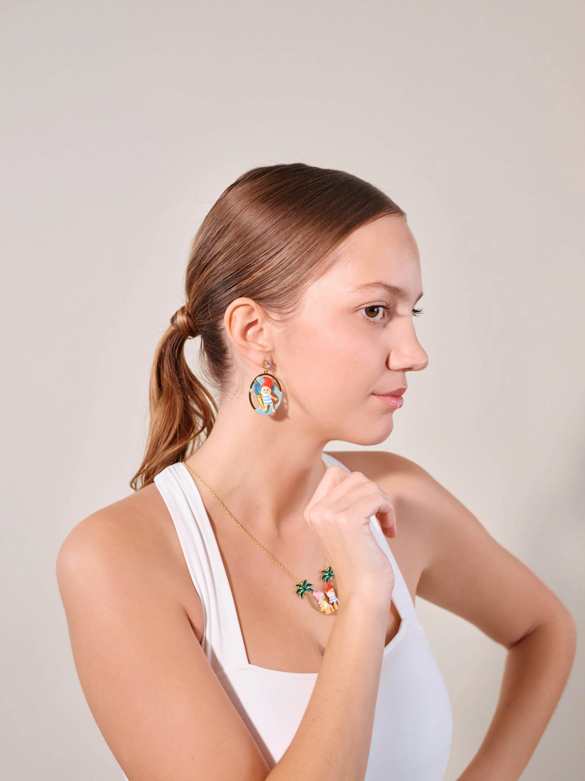 Boucles d'oreilles asymétriques couple champimignon au surf - Image 5