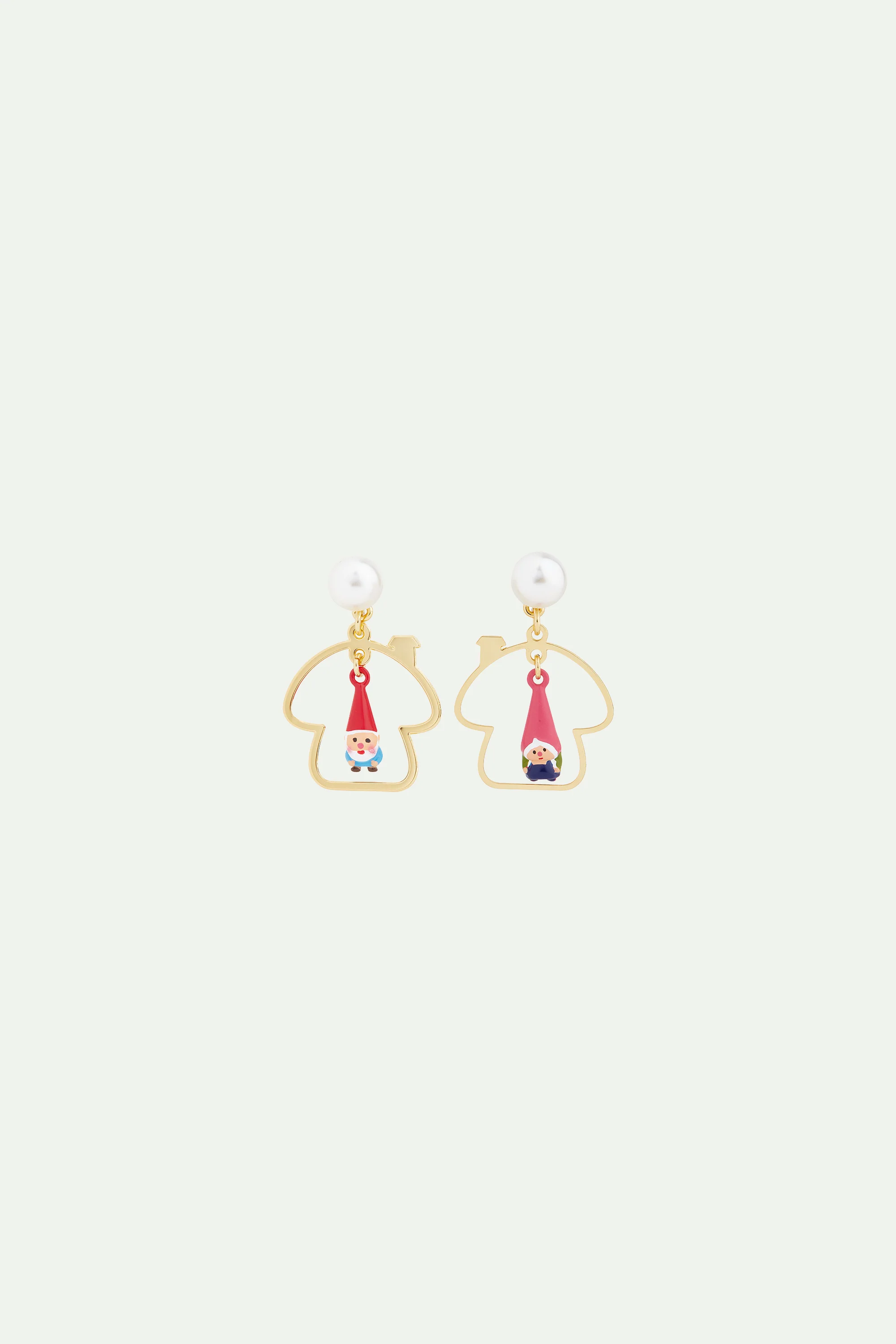 Boucles d'oreilles asymétriques famille des champimignon