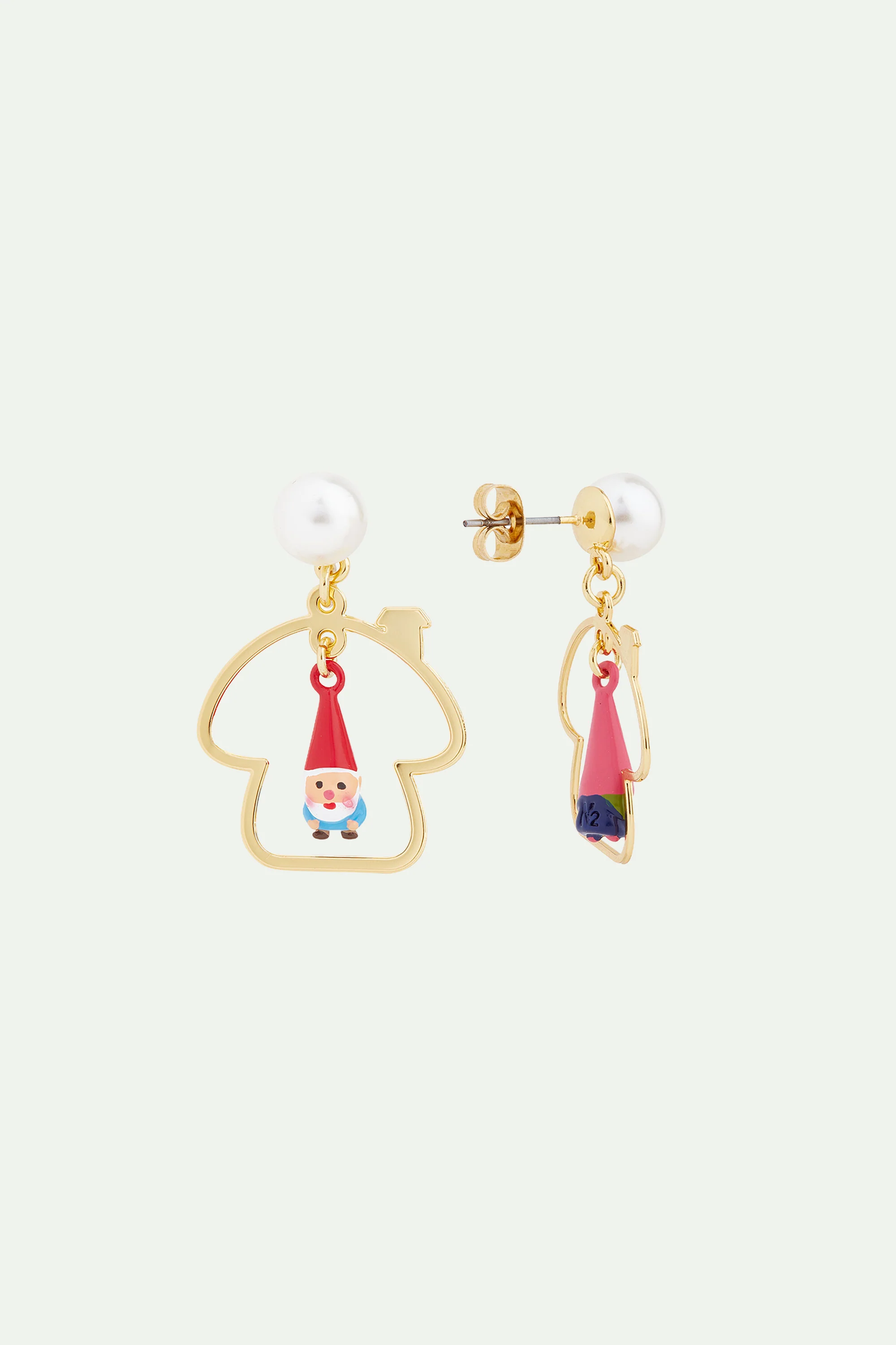 Boucles d'oreilles asymétriques famille des champimignon - Image 2
