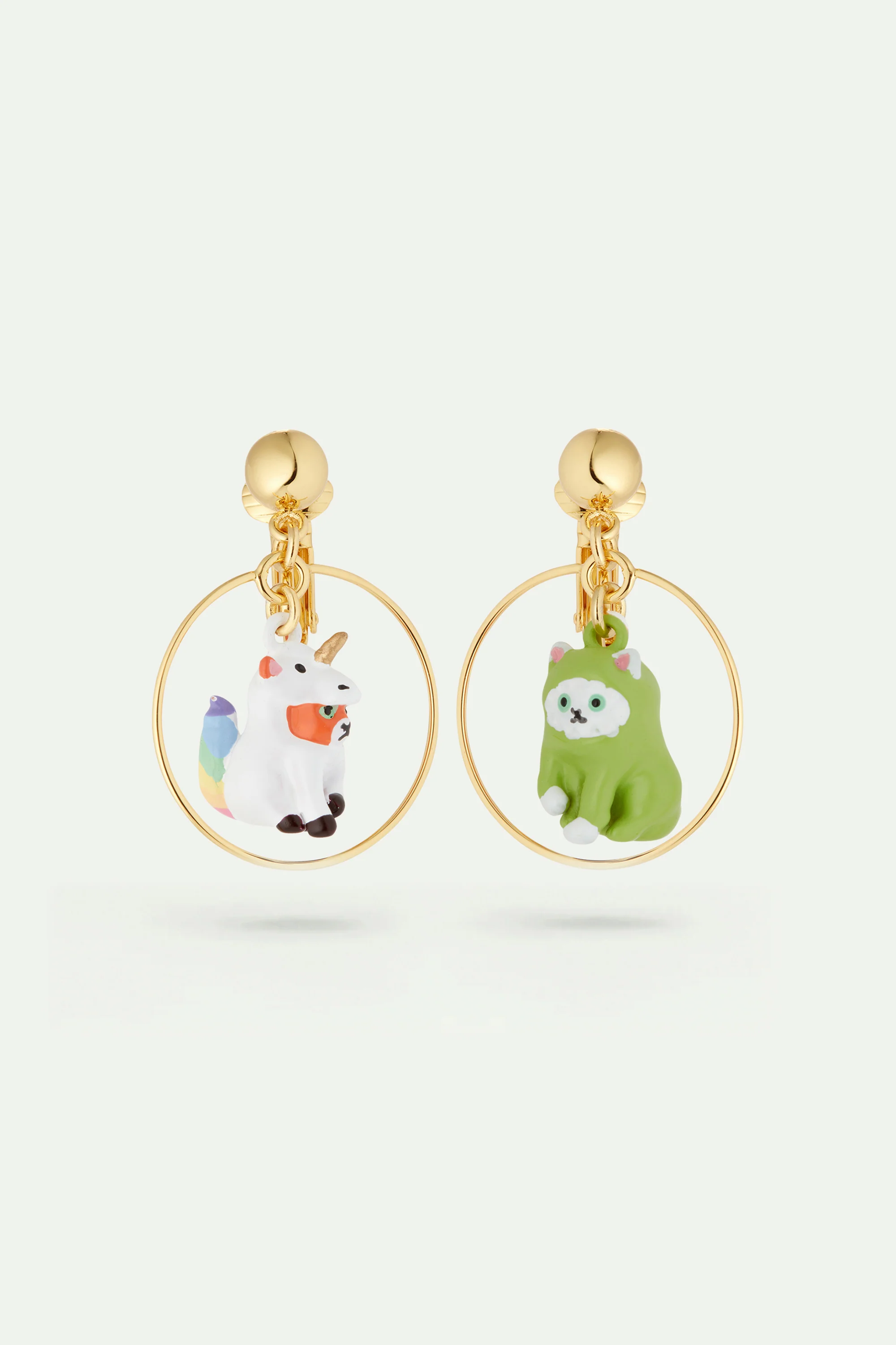 Boucles d'oreilles asymétriques licorne et dinosaure - Image 3