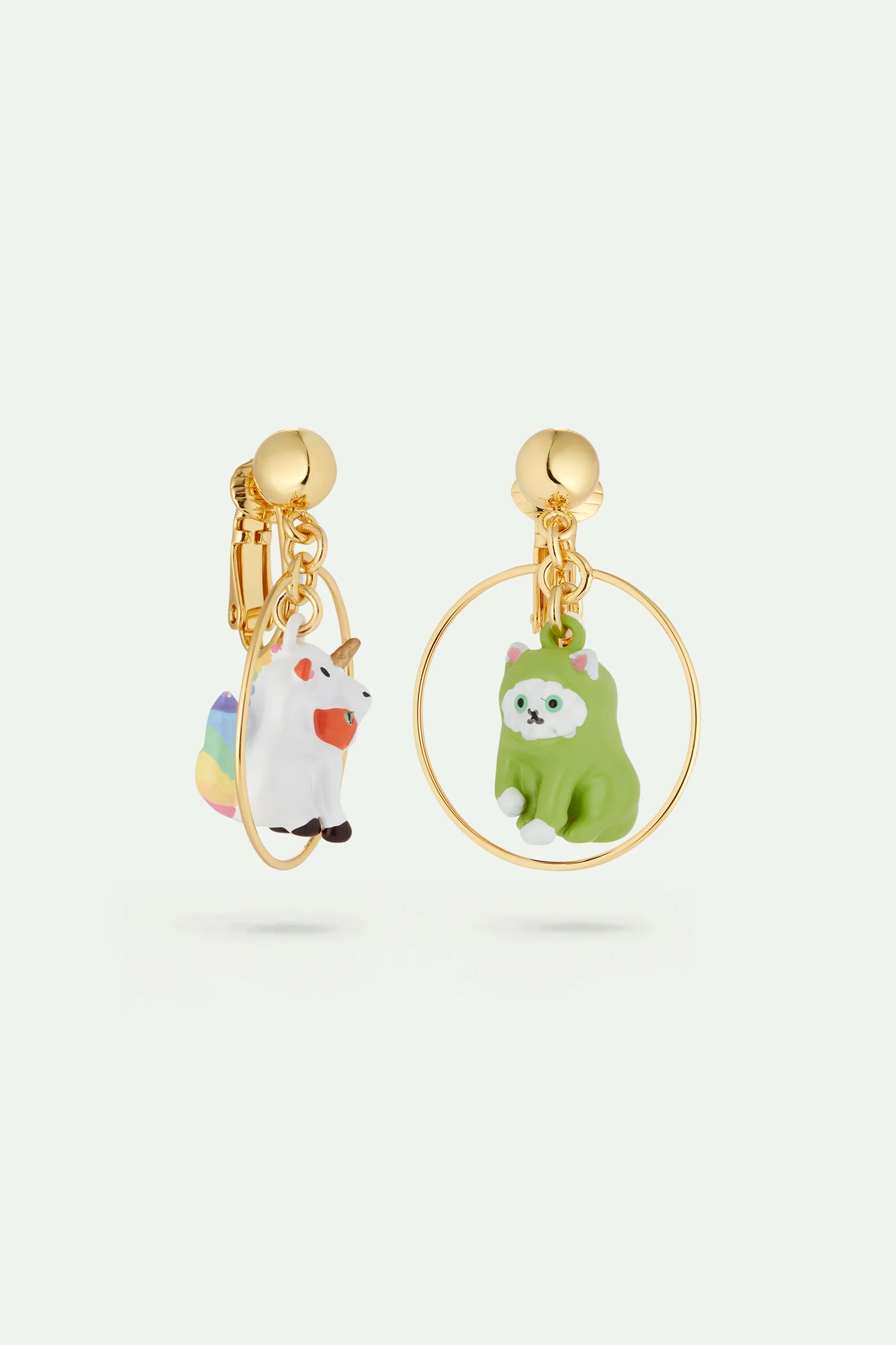 Boucles d'oreilles asymétriques licorne et dinosaure - Image 4