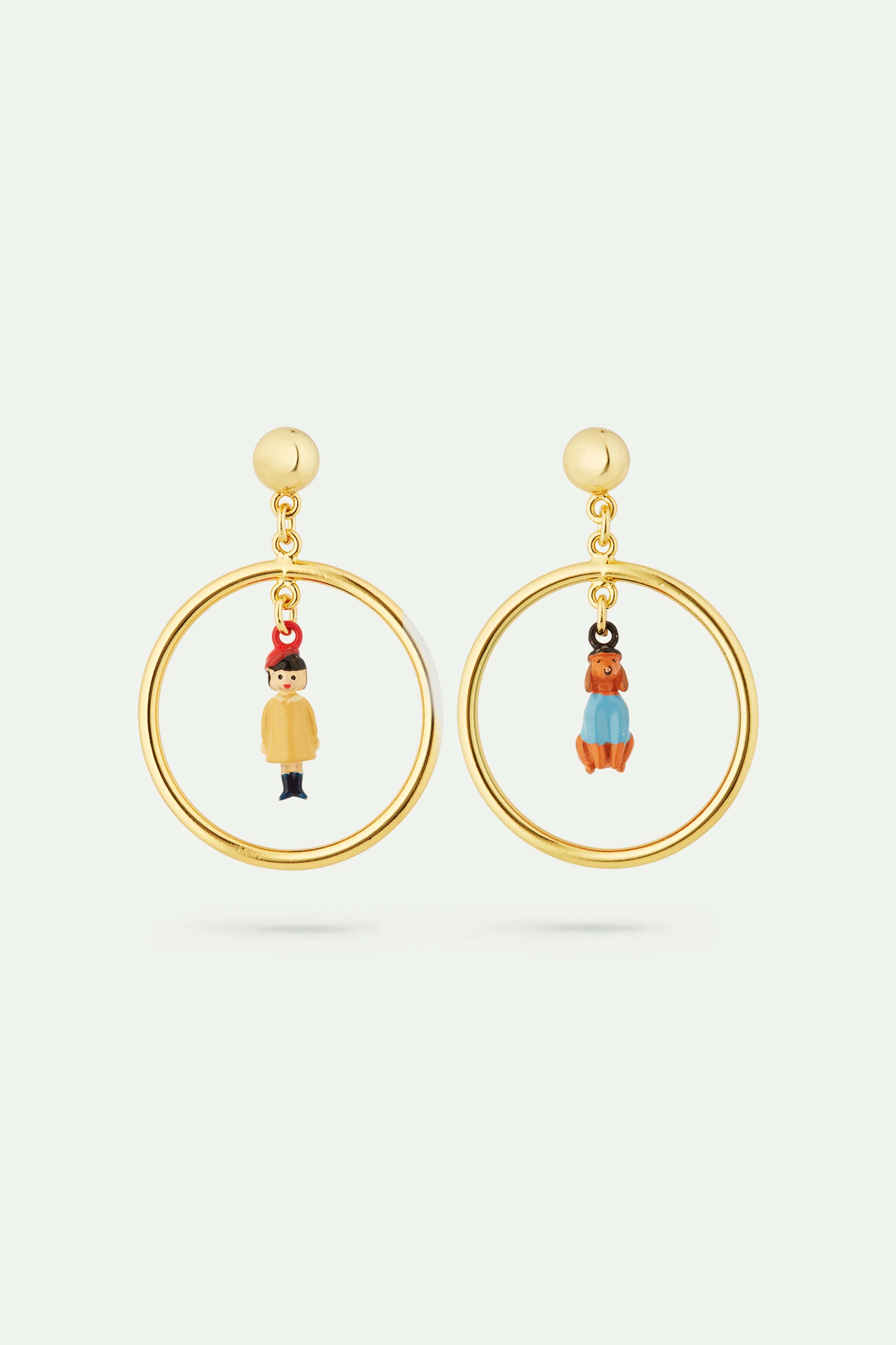 Boucles d'oreilles asymétriques petite fille et teckel