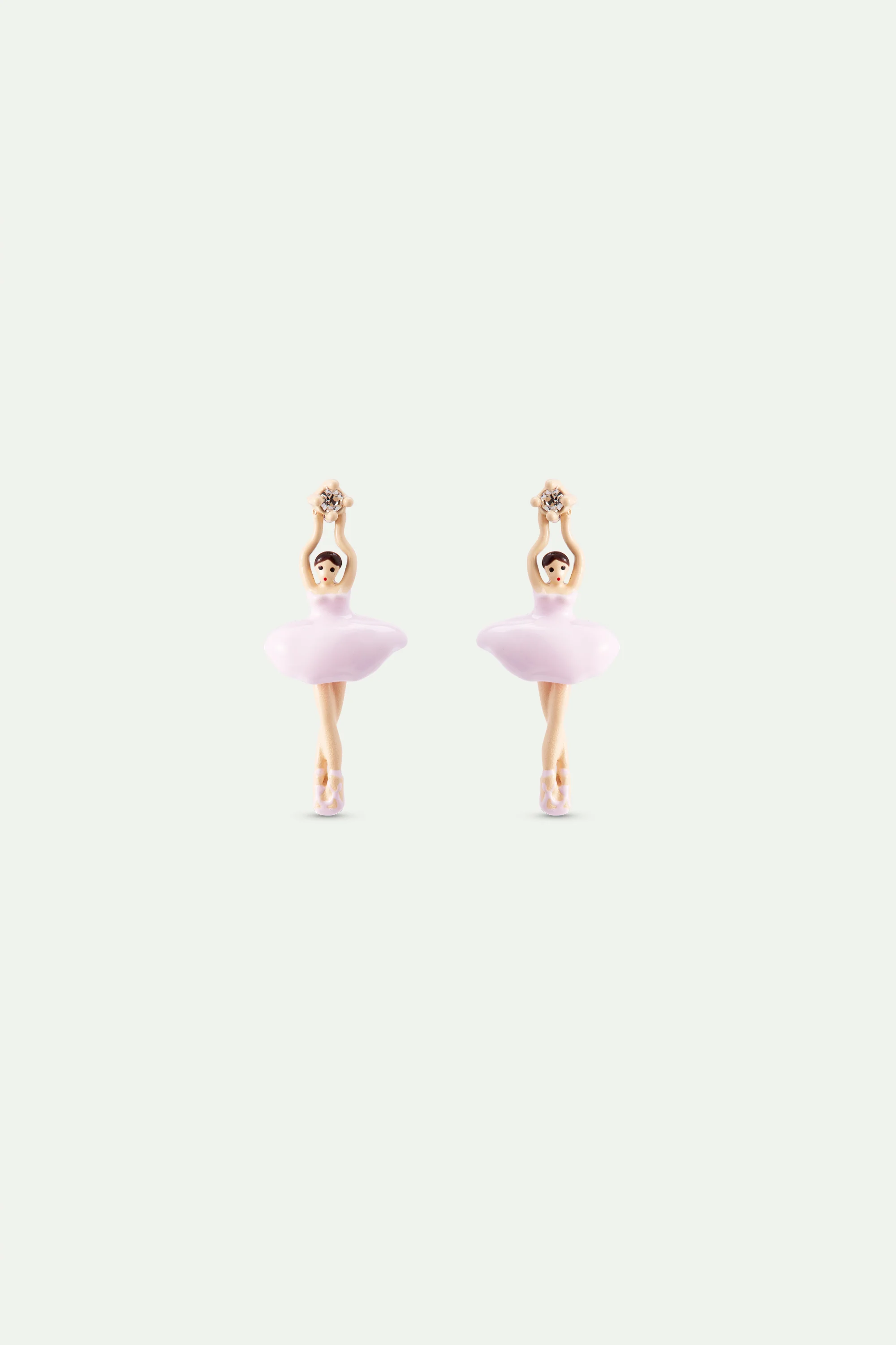 Boucles d'oreilles Ballerine rose et cristal