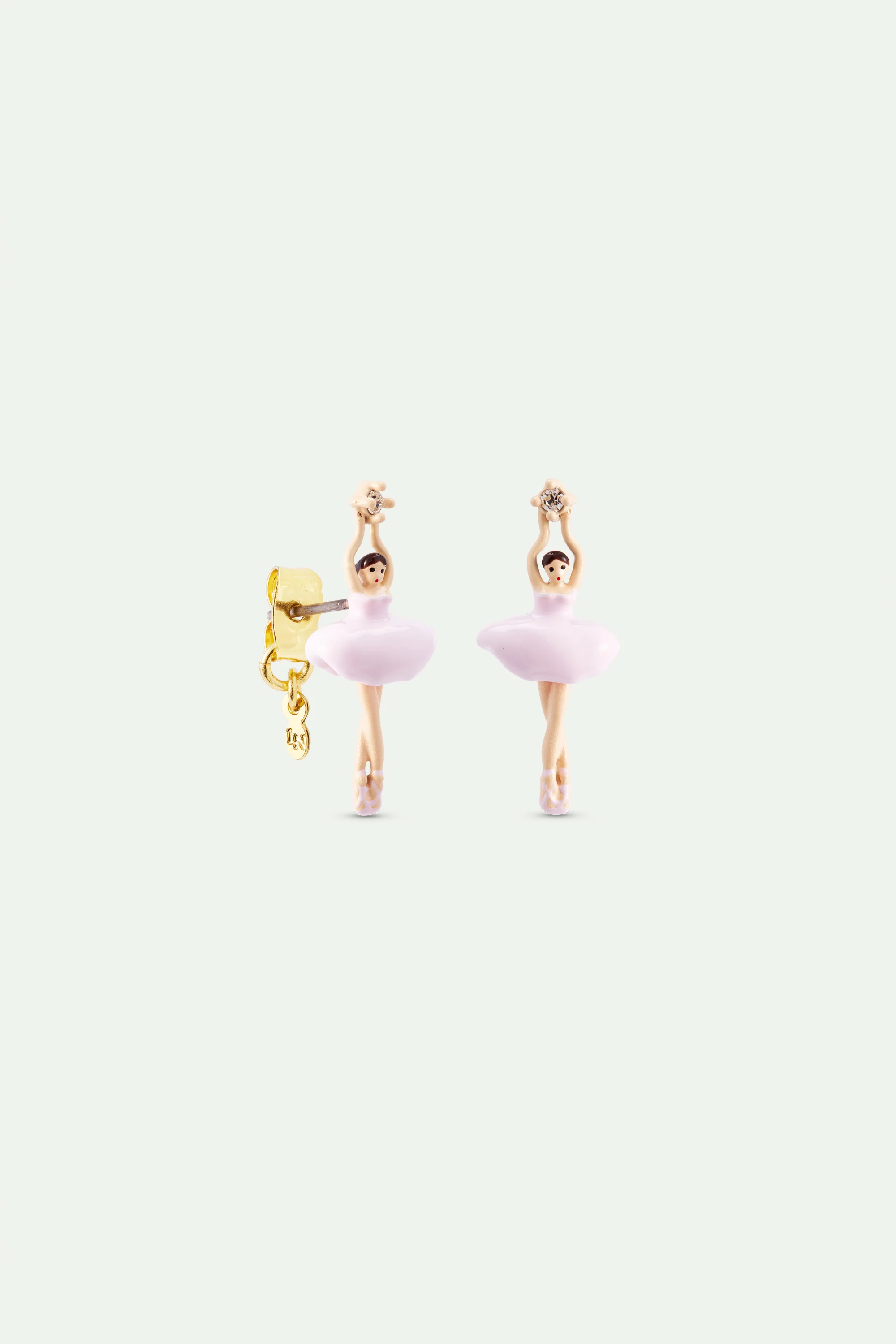 Boucles d'oreilles Ballerine rose et cristal - Image 2