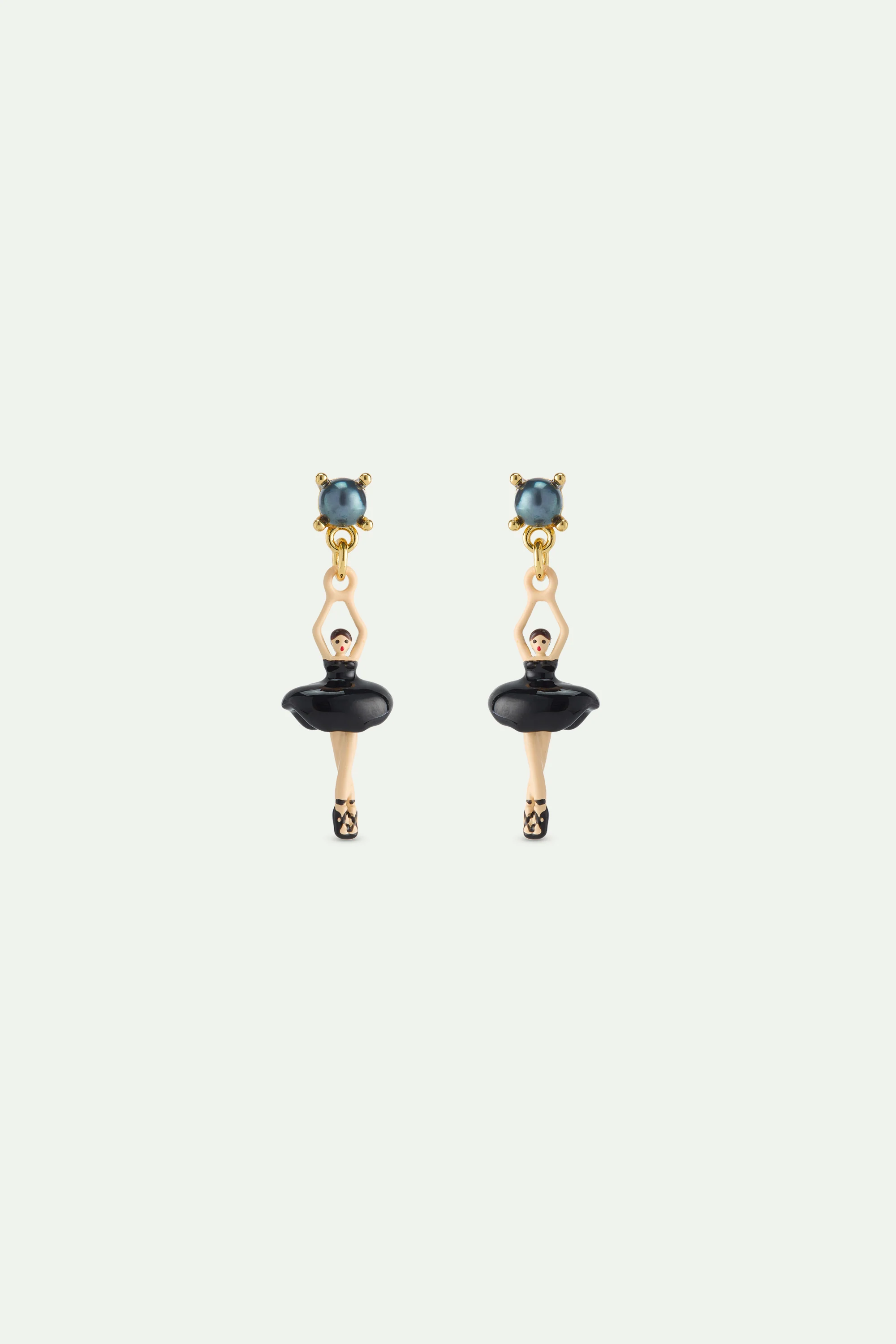 Boucles d'oreilles Ballerine tutu noir et perle de culture
