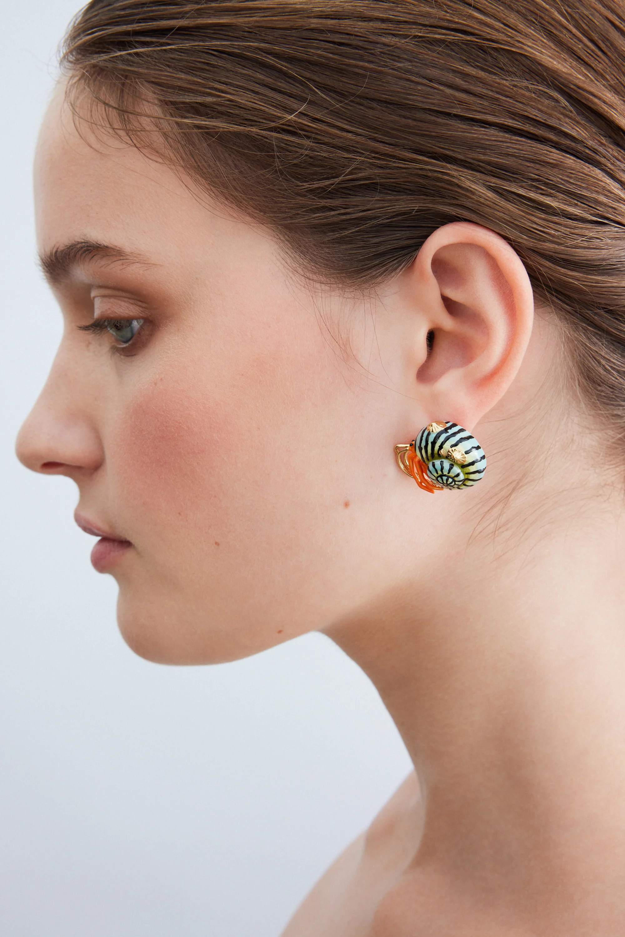 Boucles d'oreilles bernard l'hermite vert et orange - Image 2