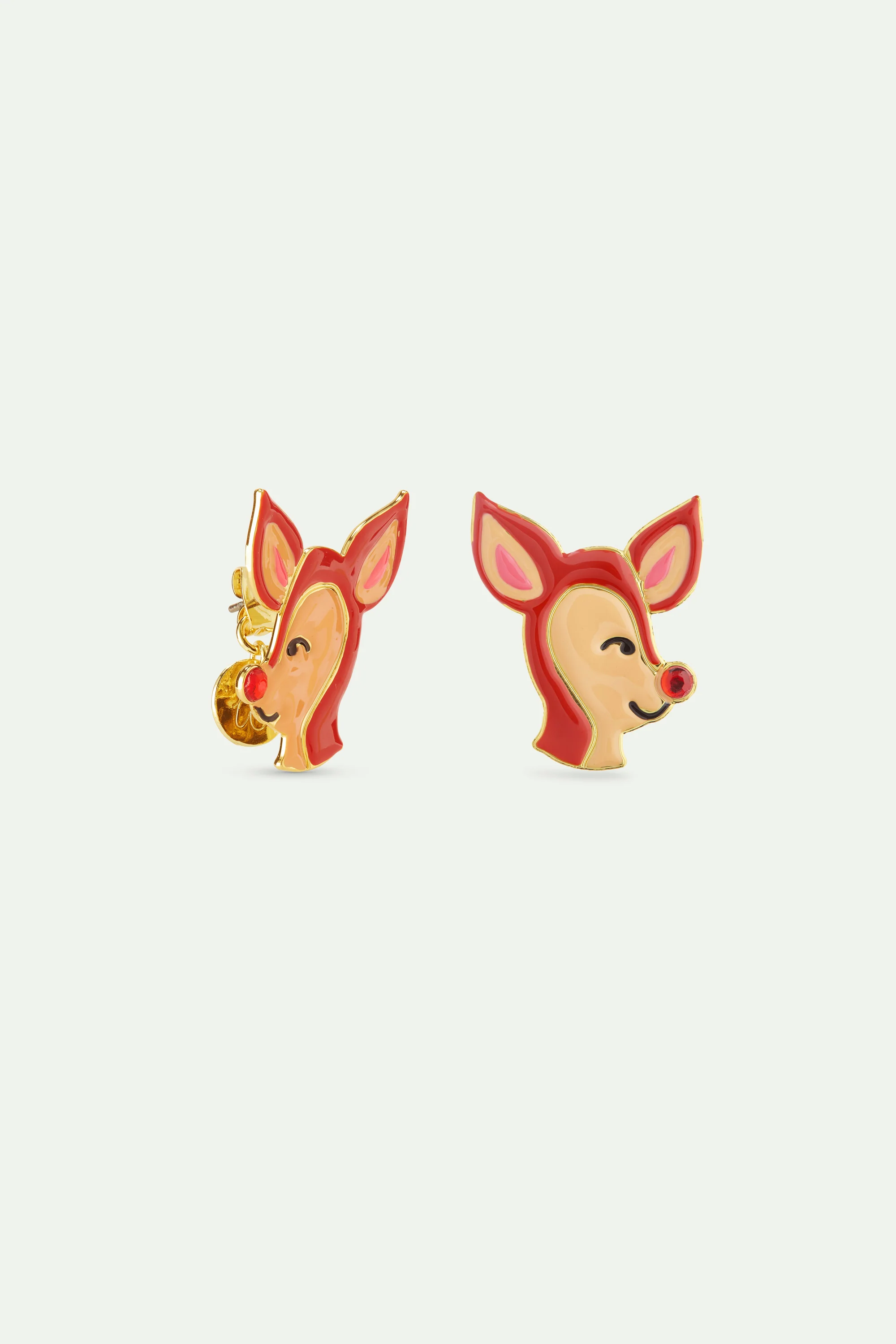 Boucles d'oreilles biche et strass rouge - Image 2
