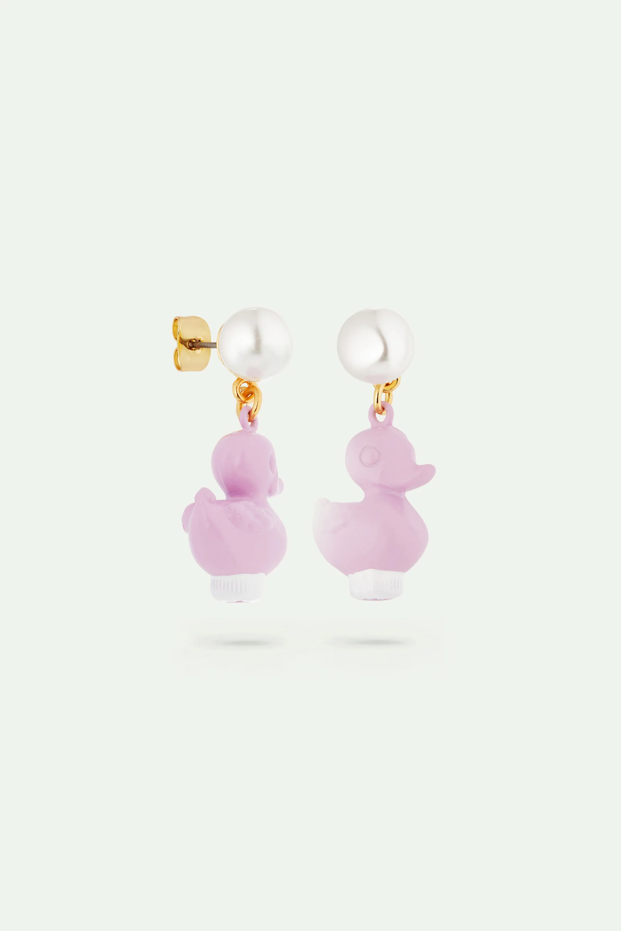 Boucles d'oreilles canard en plastique violet - Image 2