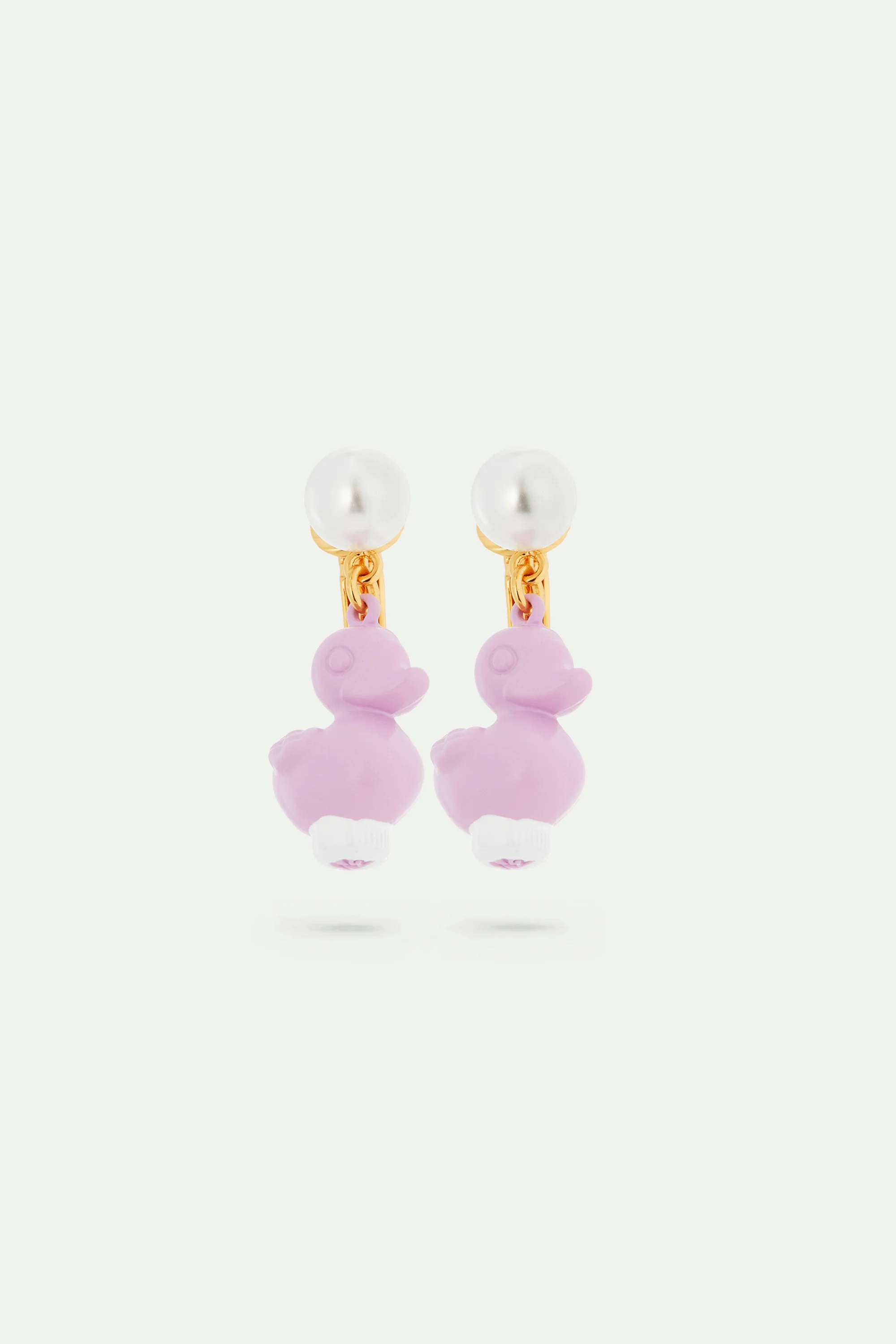Boucles d'oreilles canard en plastique violet - Image 3