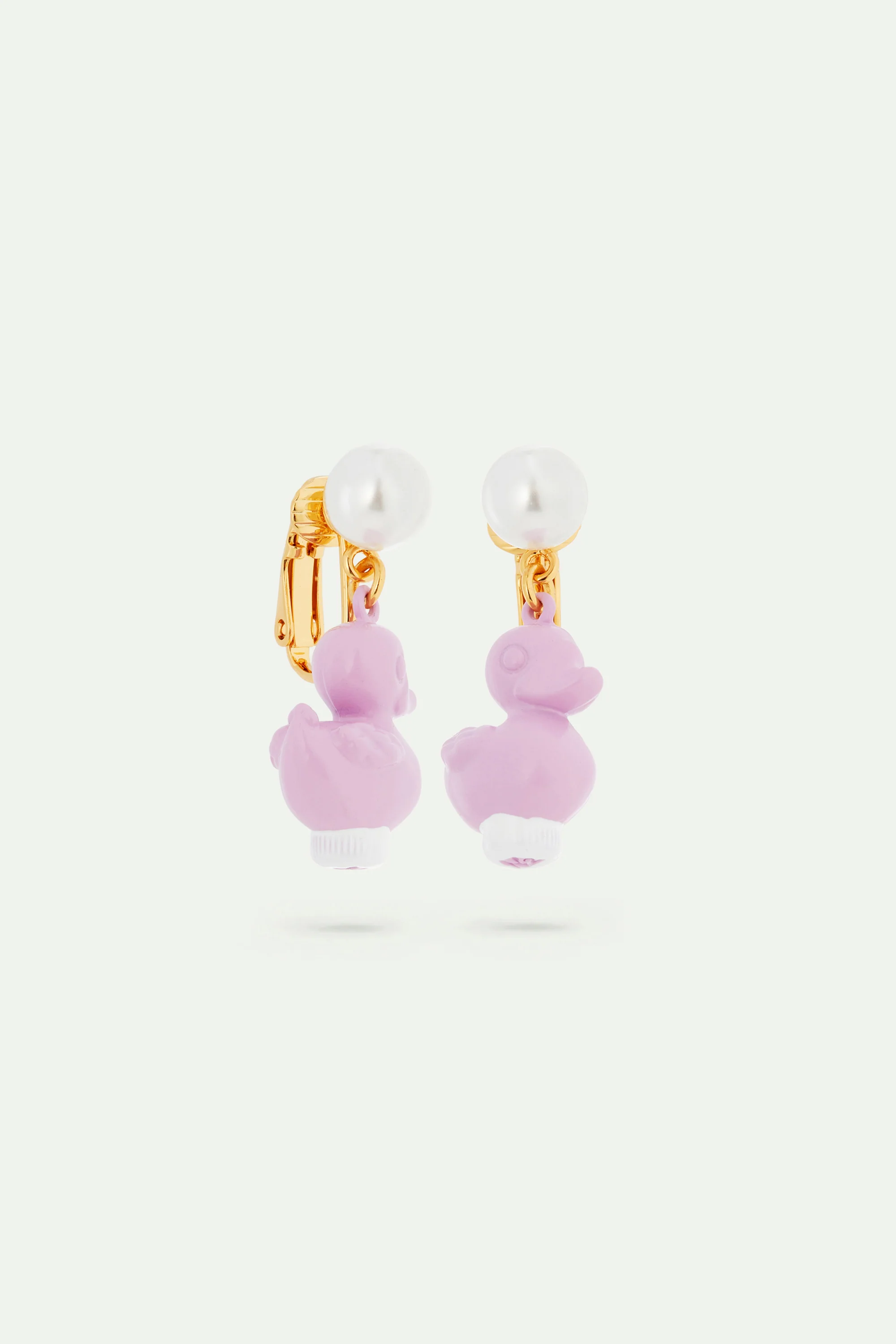 Boucles d'oreilles canard en plastique violet - Image 4
