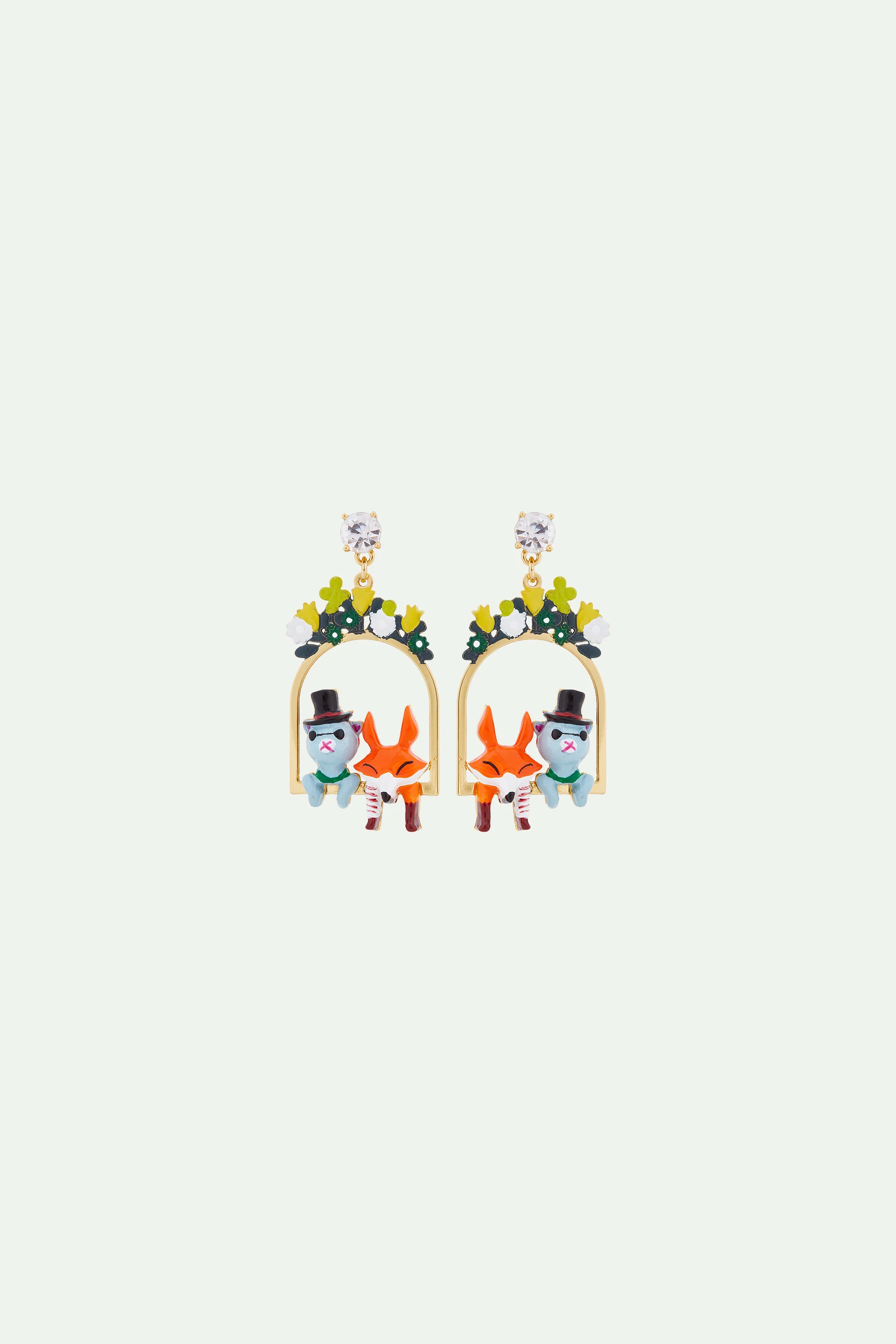 Boucles d'oreilles chat et renard