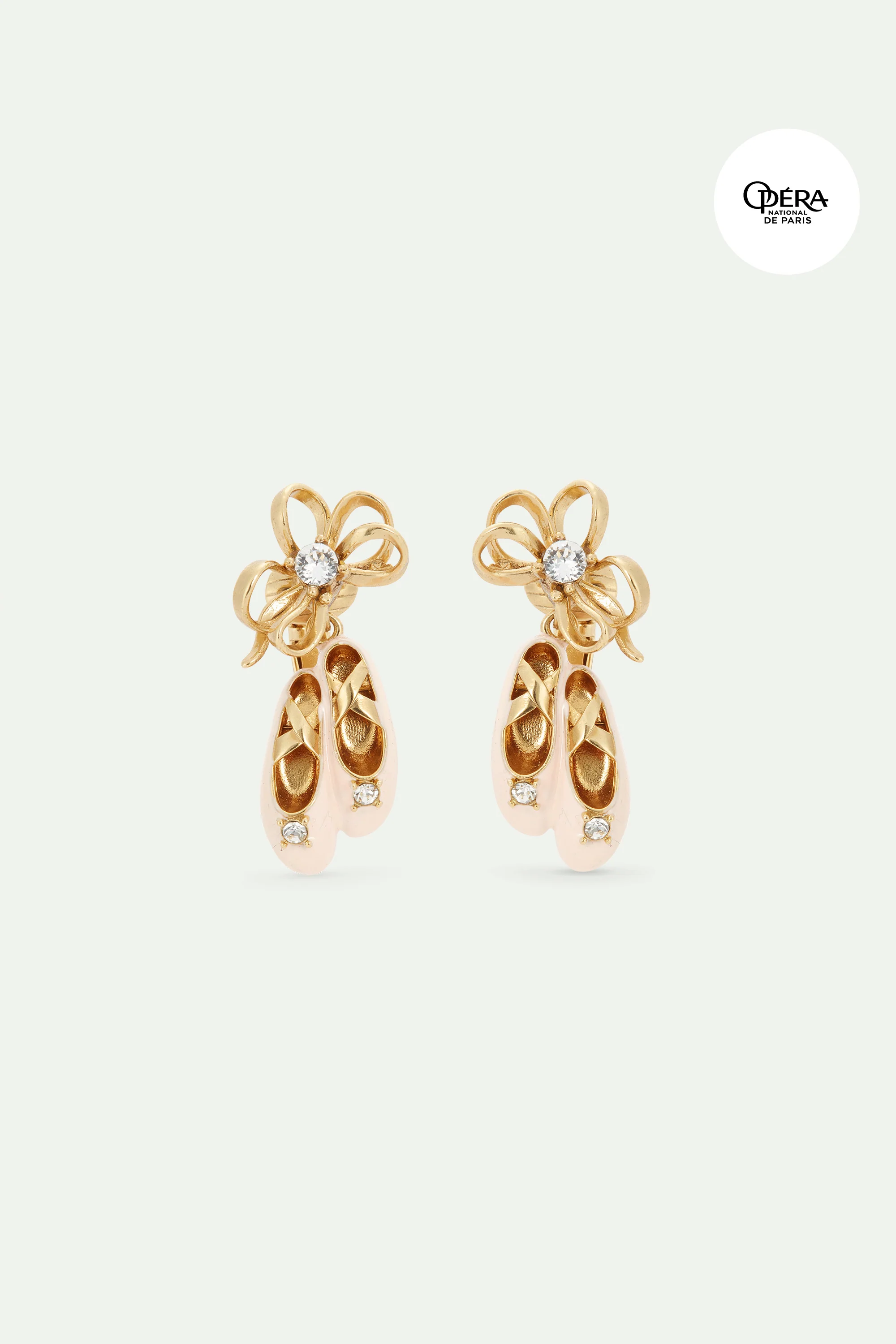 Boucles d'oreilles chausson rose et ruban doré - Image 4