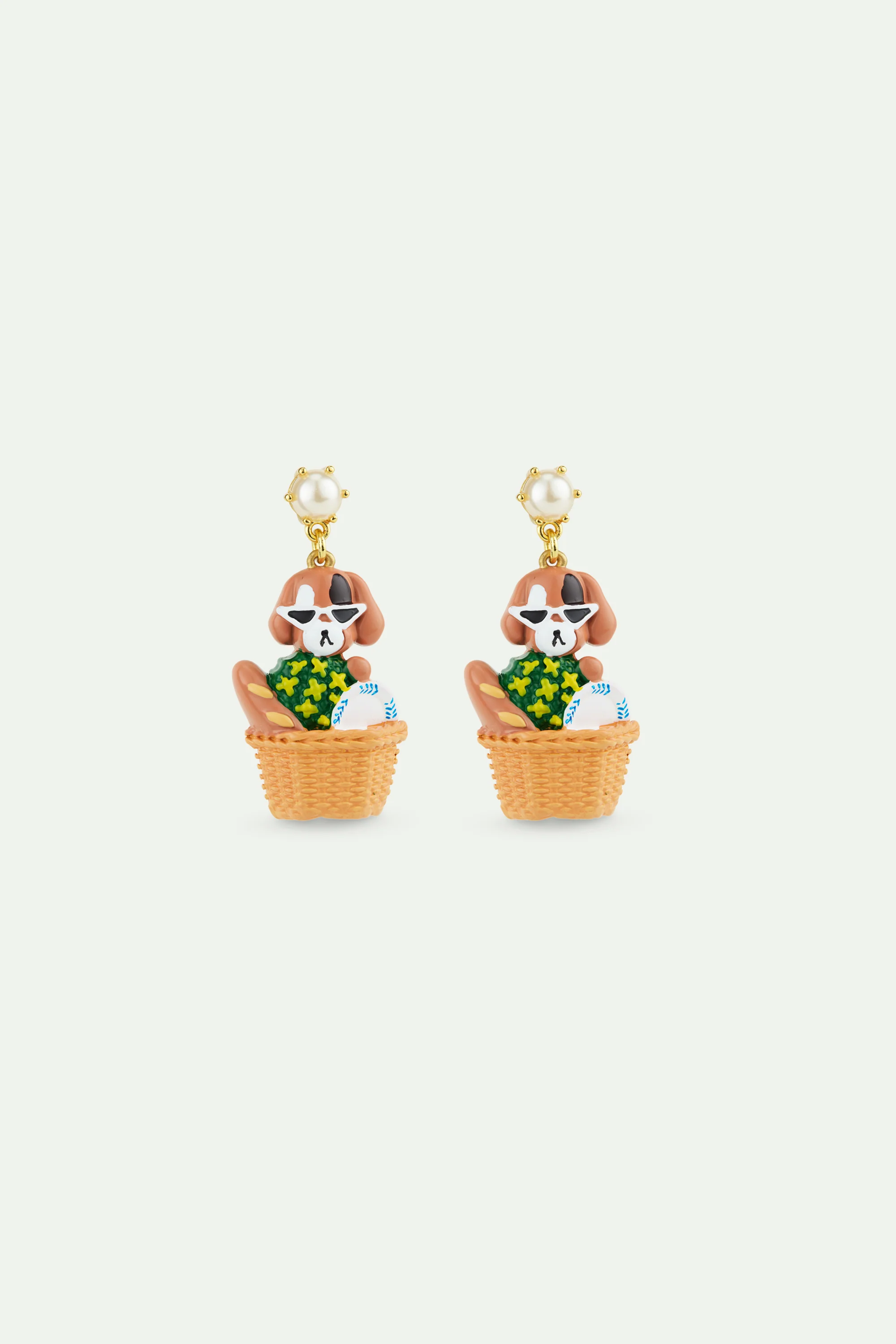 Boucles d'oreilles chien et panier de pique-nique