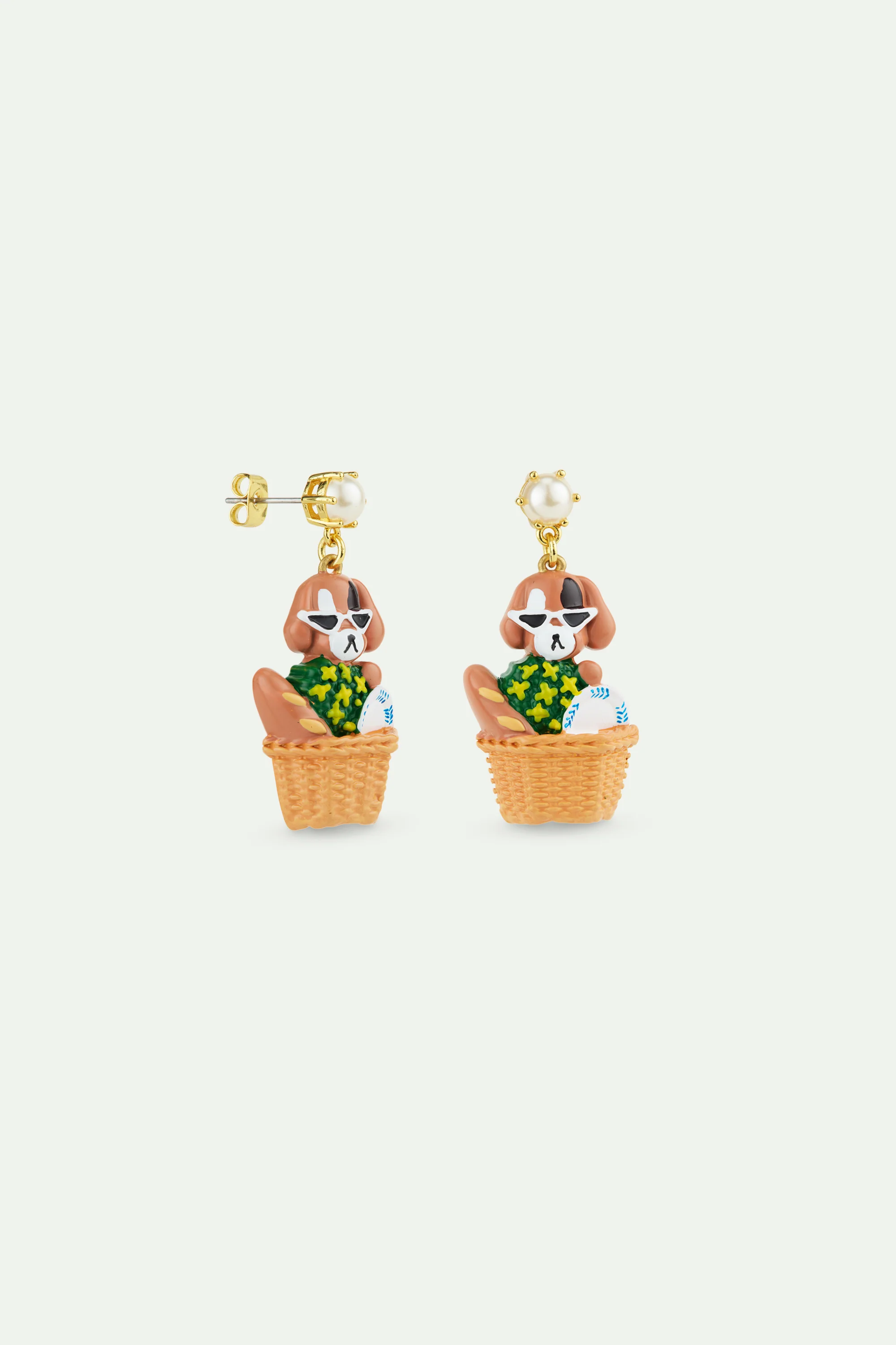 Boucles d'oreilles chien et panier de pique-nique - Image 2