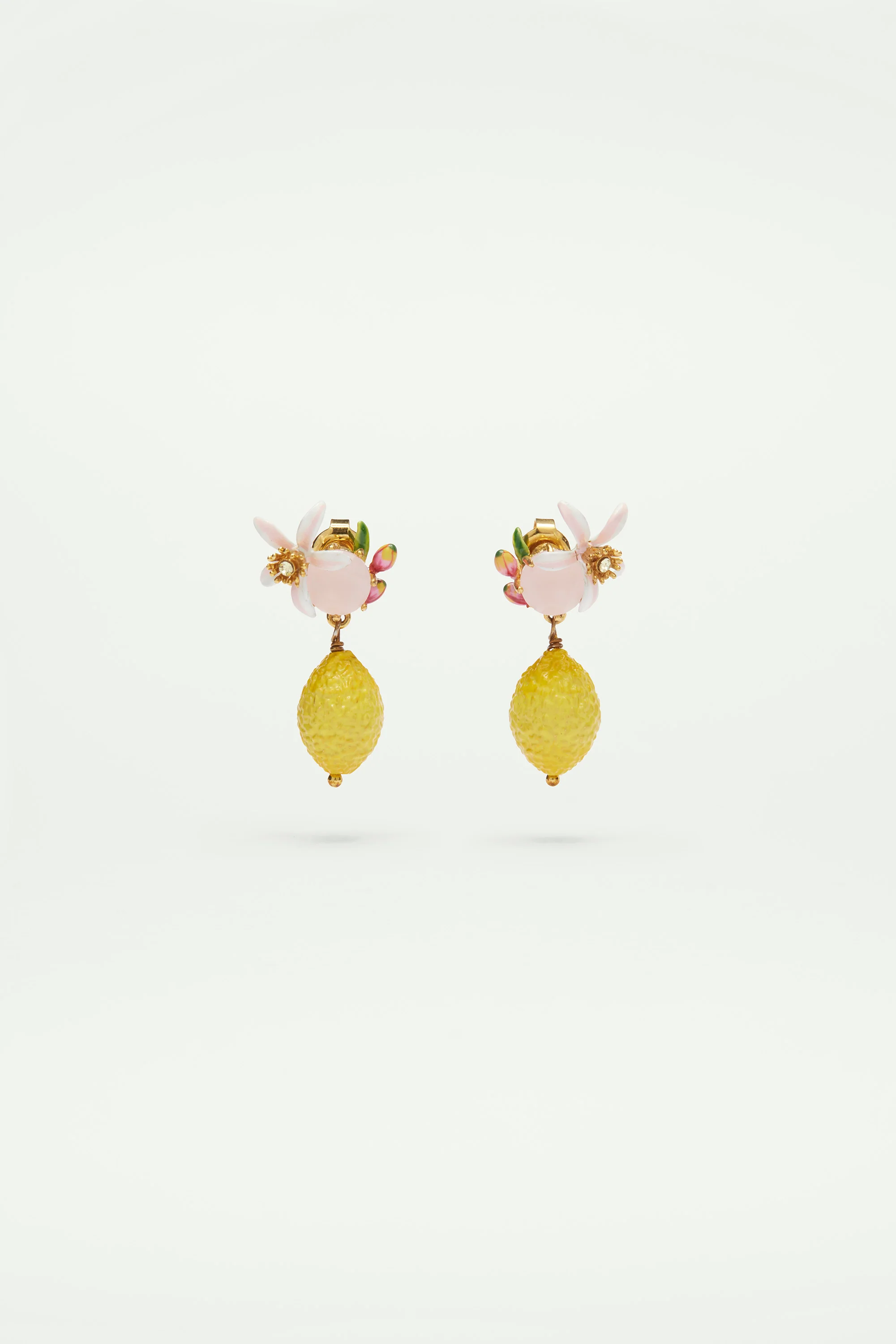 Boucles d'oreilles citron, fleur et verre facetté