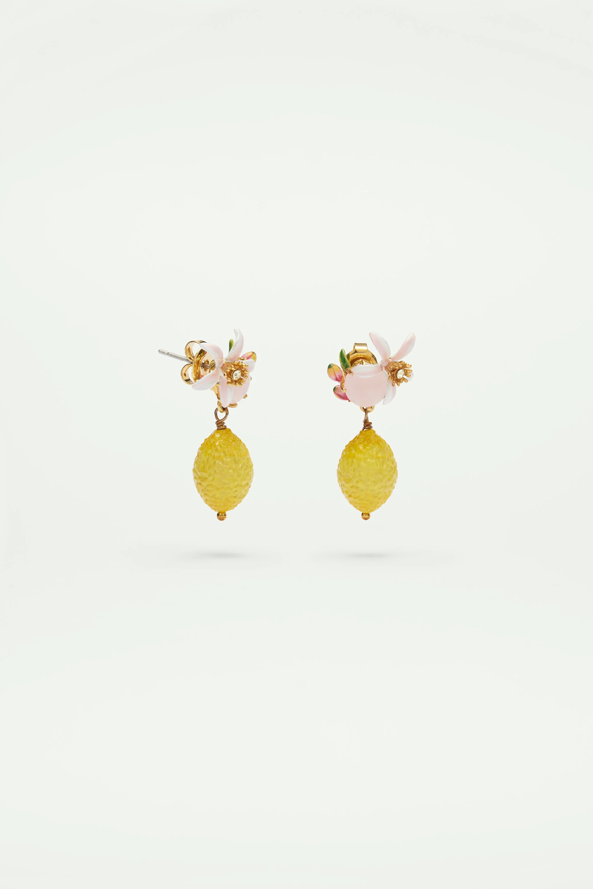 Boucles d'oreilles citron, fleur et verre facetté - Image 2