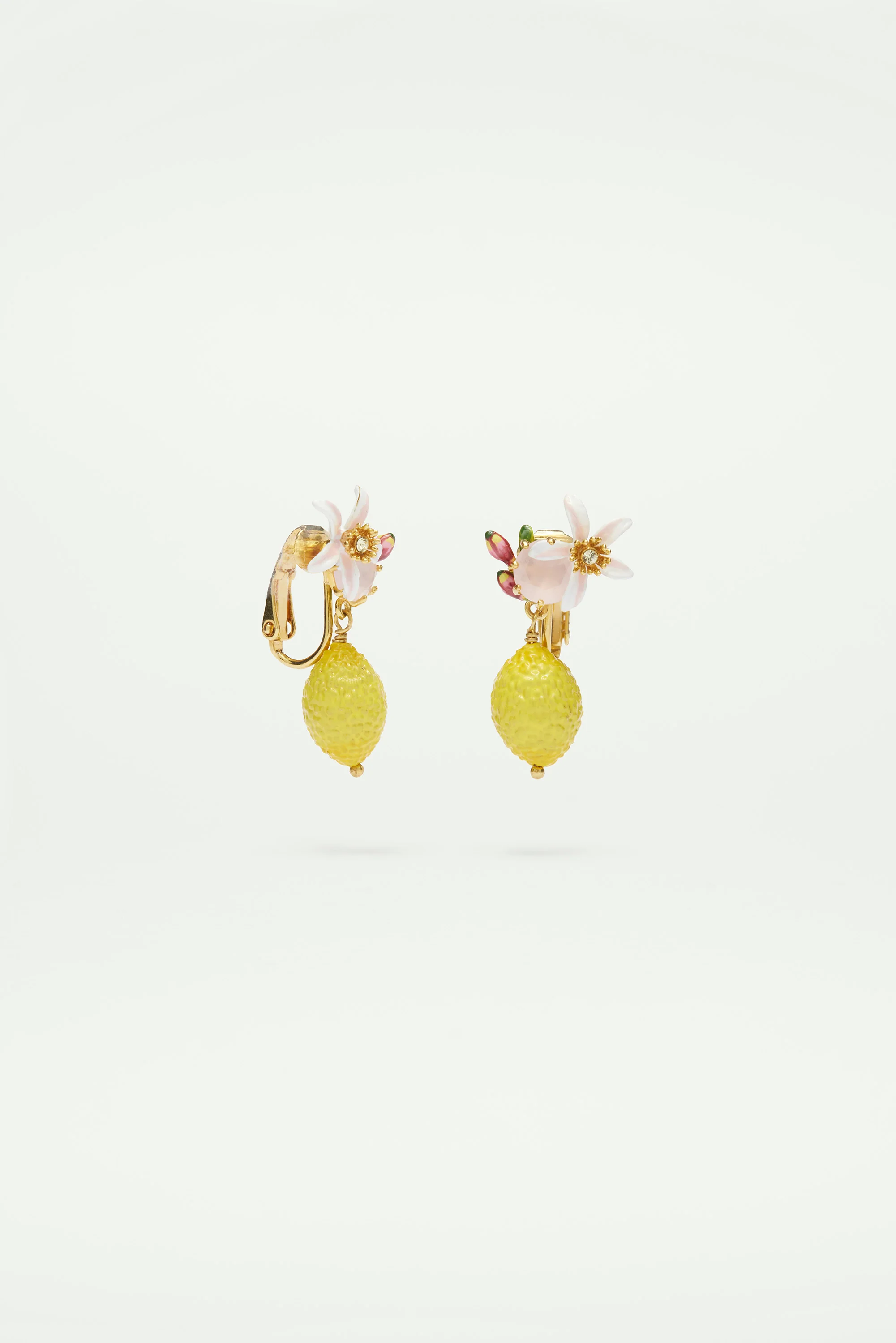 Boucles d'oreilles citron, fleur et verre facetté - Image 3