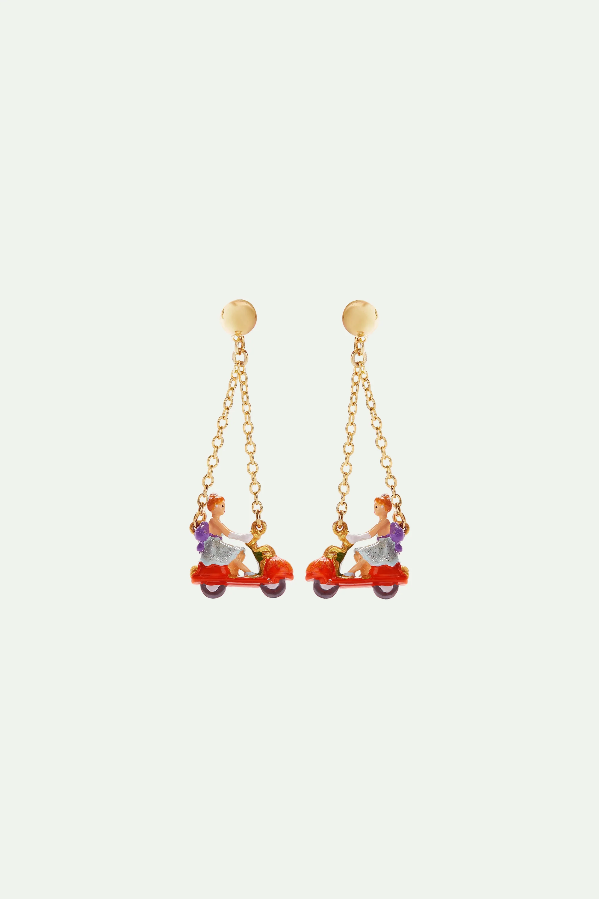 BOUCLES D'OREILLES CLIPS CENDRILLON ET SCOOTER-CITROUILLE