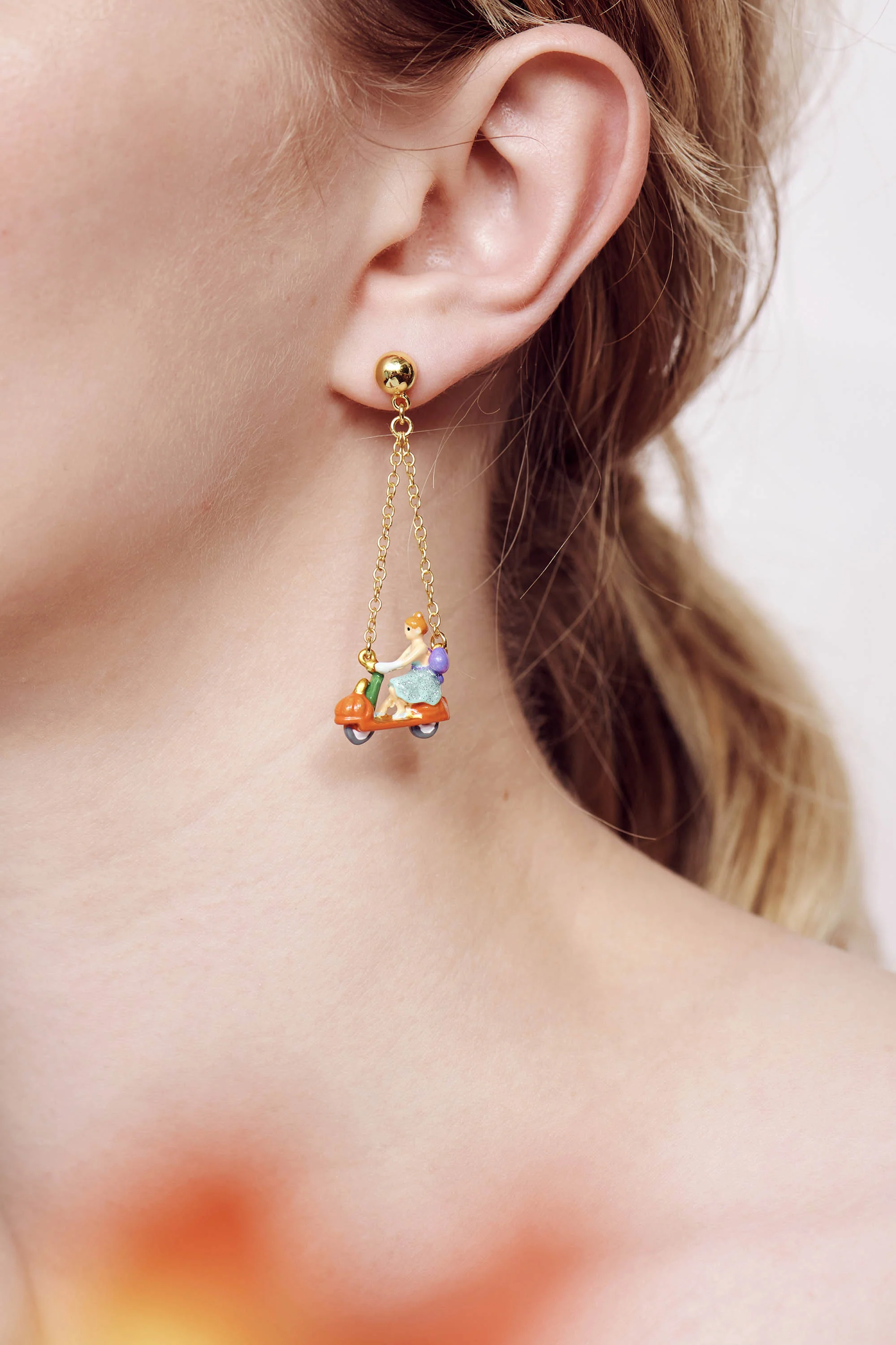 BOUCLES D'OREILLES CLIPS CENDRILLON ET SCOOTER-CITROUILLE - Image 2