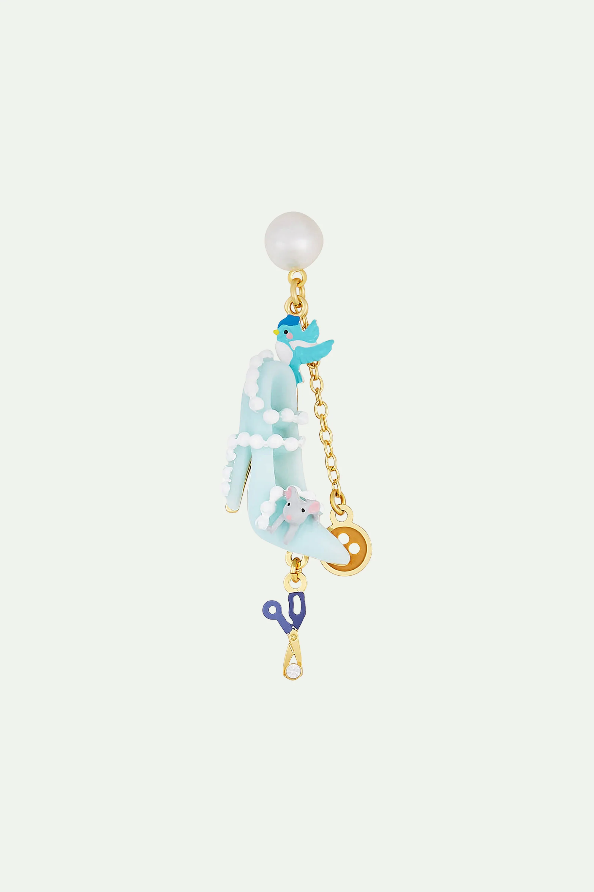 BOUCLES D'OREILLES CLIPS PERLE, SOULIER, OISEAU, BOUTON, CISEAU, PERLES ET SOURIS - Image 4
