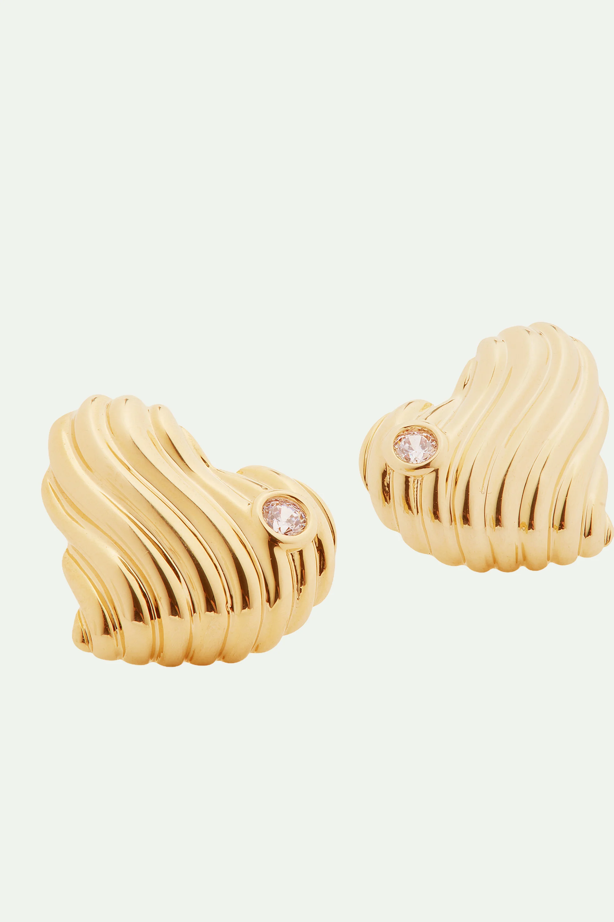 Boucles d'oreilles coeur strié et oxyde de zirconium - Image 4
