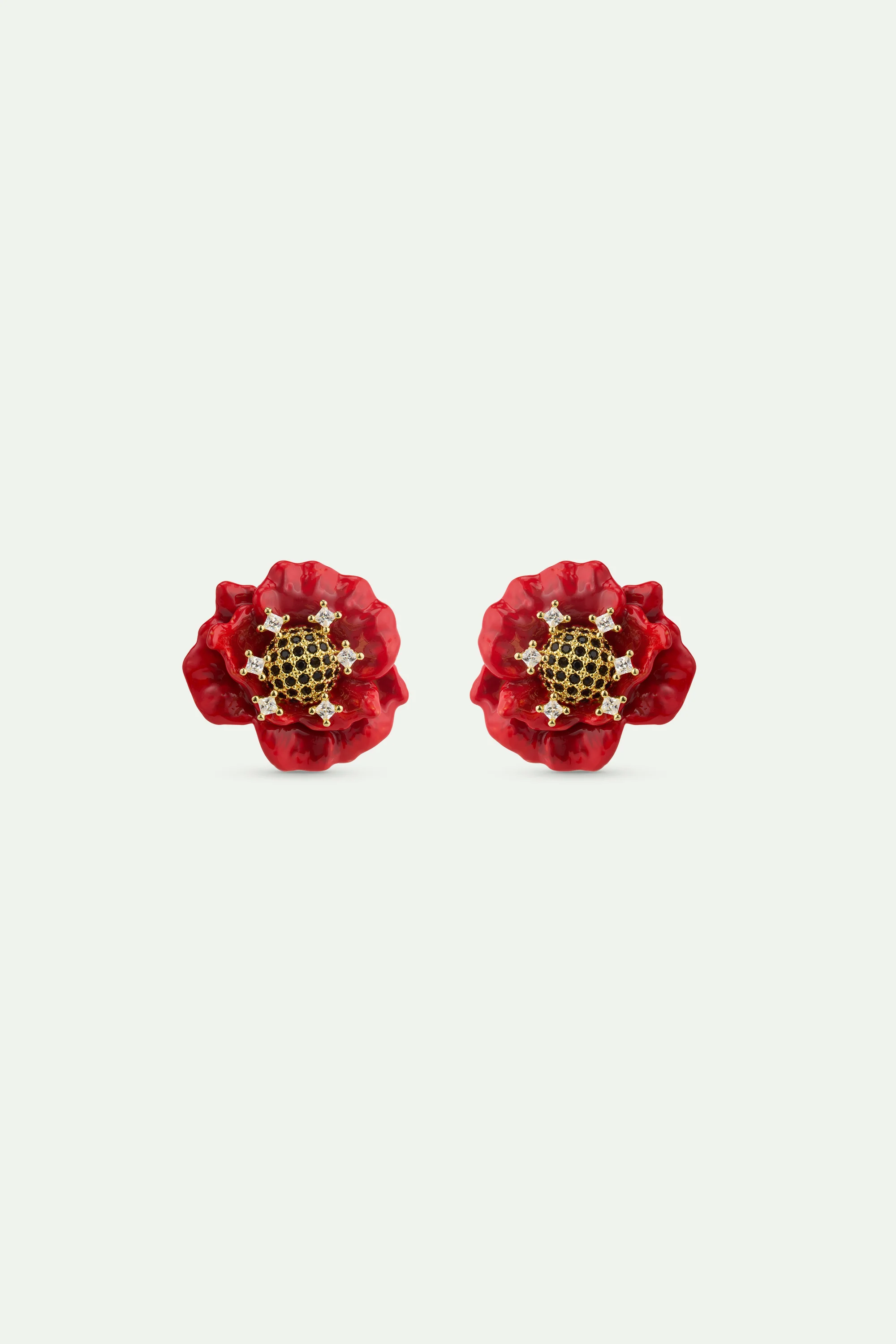 Boucles d'oreilles coquelicot rouge et oxydes de ziconium