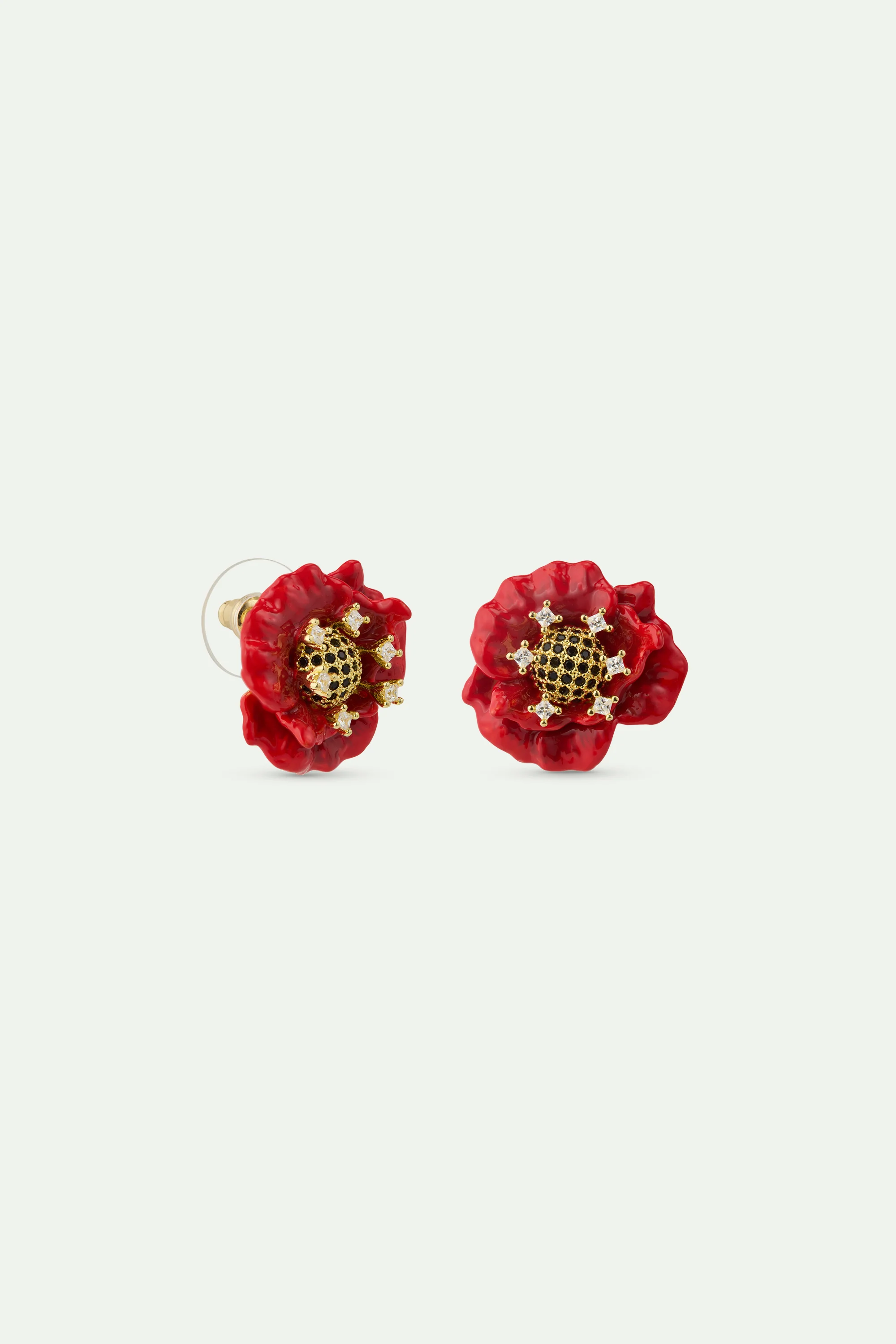 Boucles d'oreilles coquelicot rouge et oxydes de ziconium - Image 3