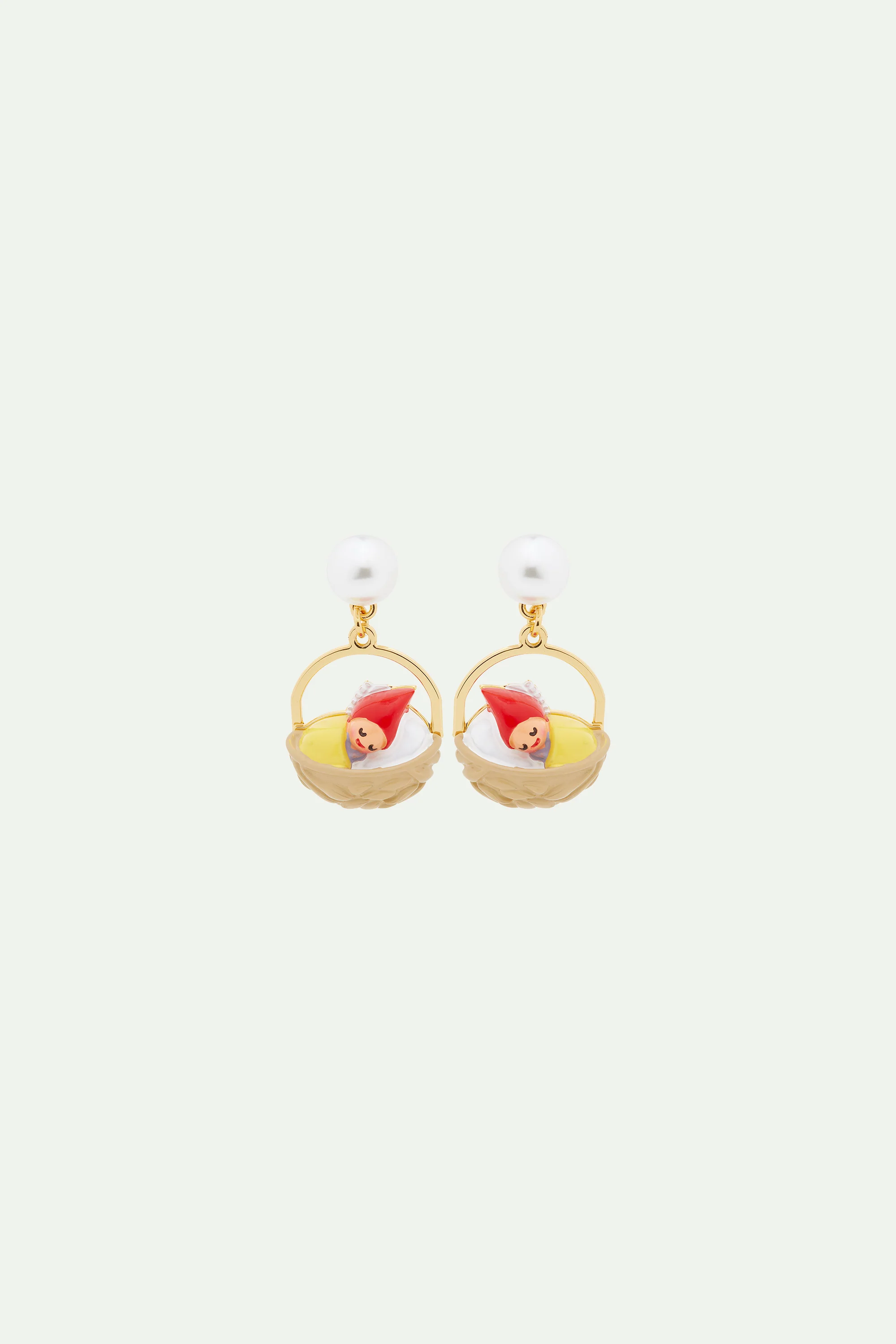 Boucles d'oreilles coquille de noix et naine de jardin