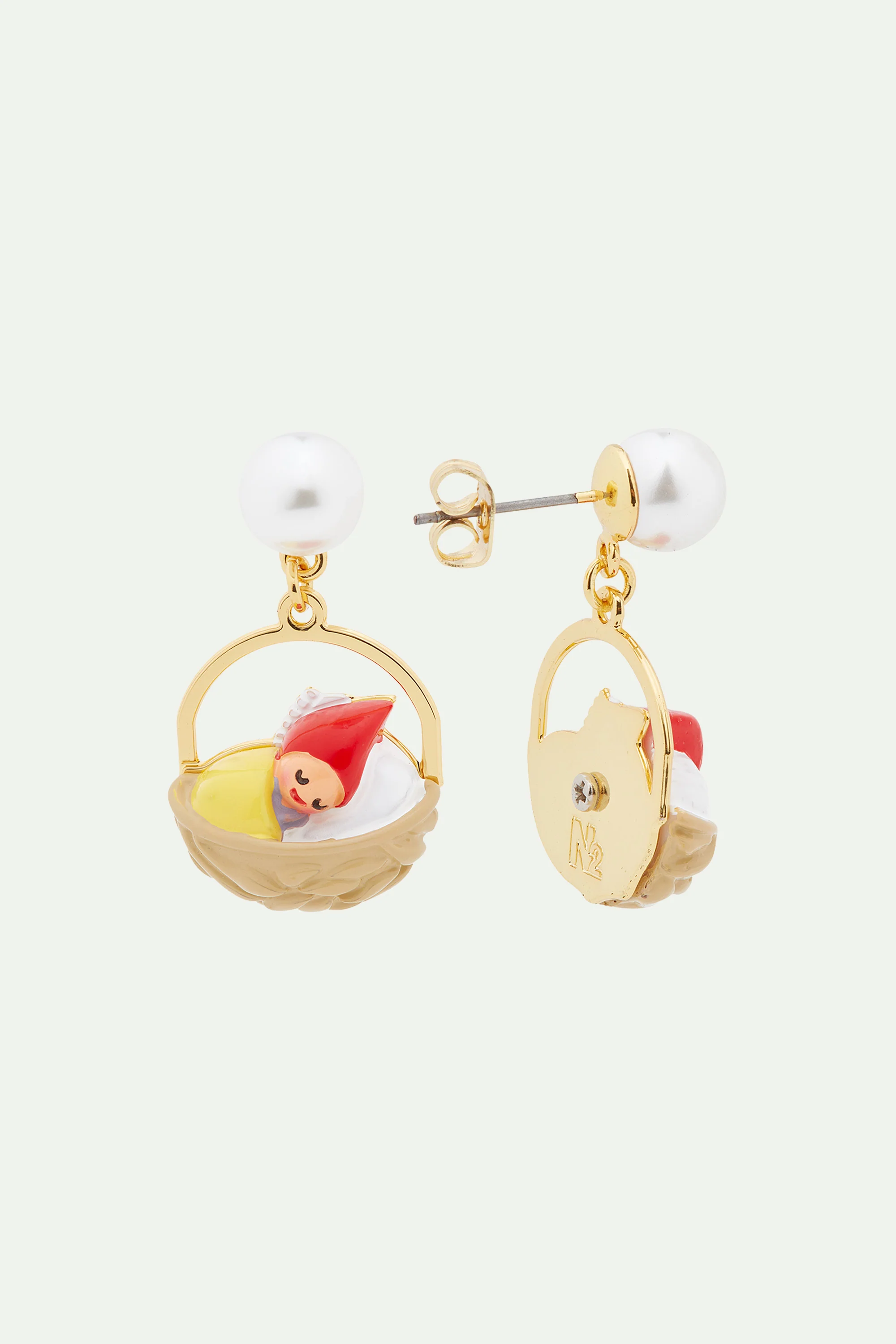 Boucles d'oreilles coquille de noix et naine de jardin - Image 3