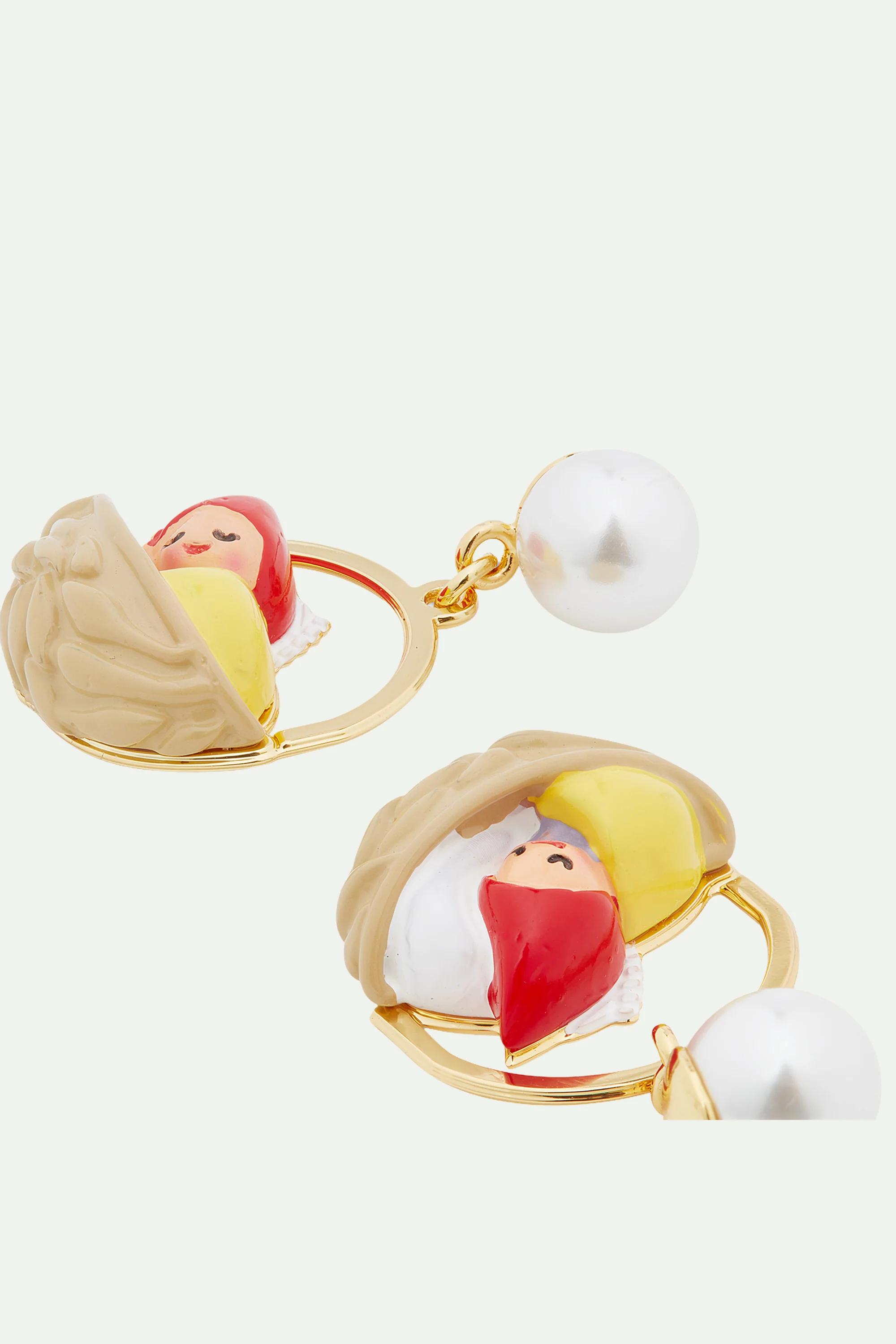 Boucles d'oreilles coquille de noix et naine de jardin - Image 4