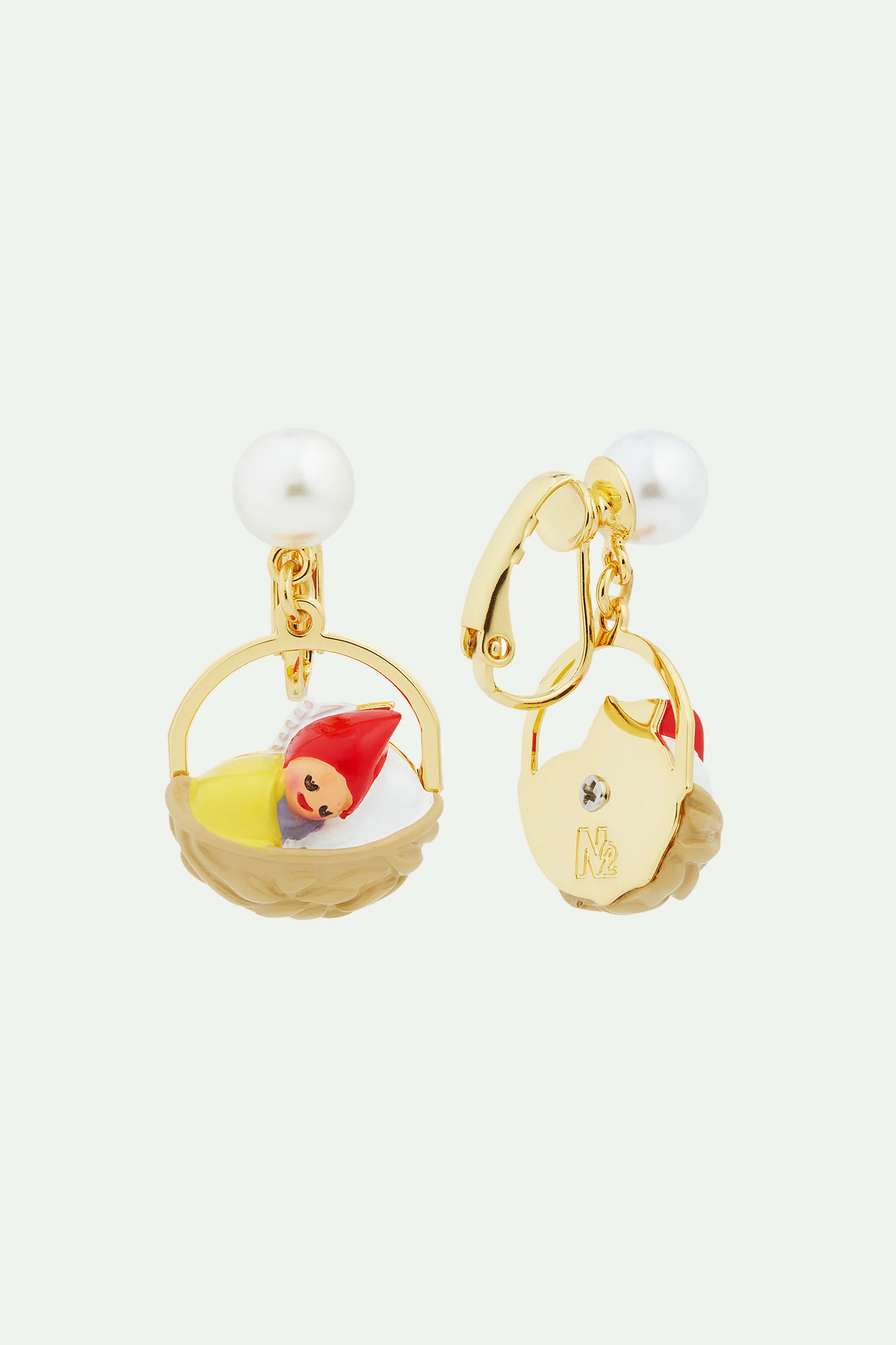 Boucles d'oreilles coquille de noix et naine de jardin - Image 5