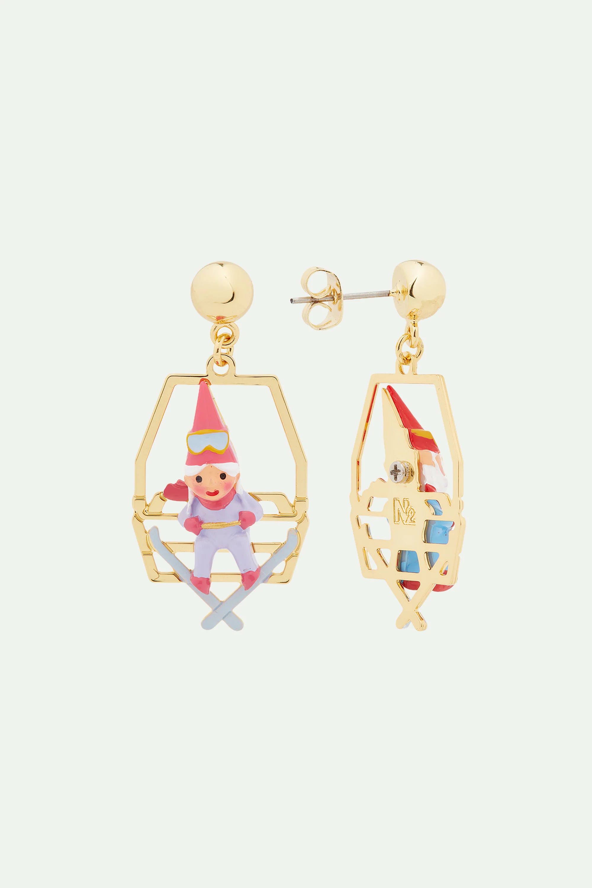 Boucles d'oreilles couple de nains en télésiège - Image 3