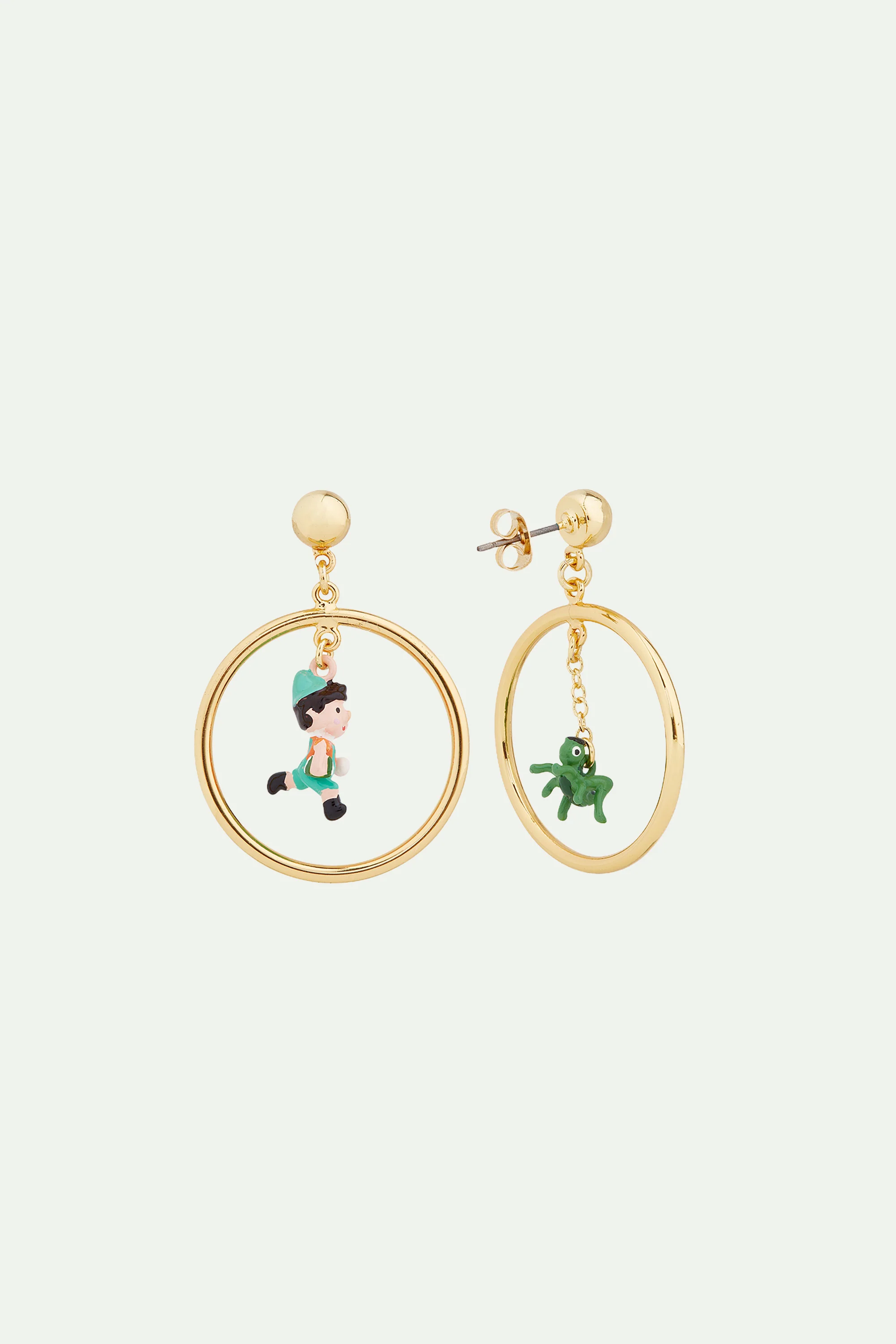 Boucles d'oreilles créoles asymétriques Pinocchio - Image 2