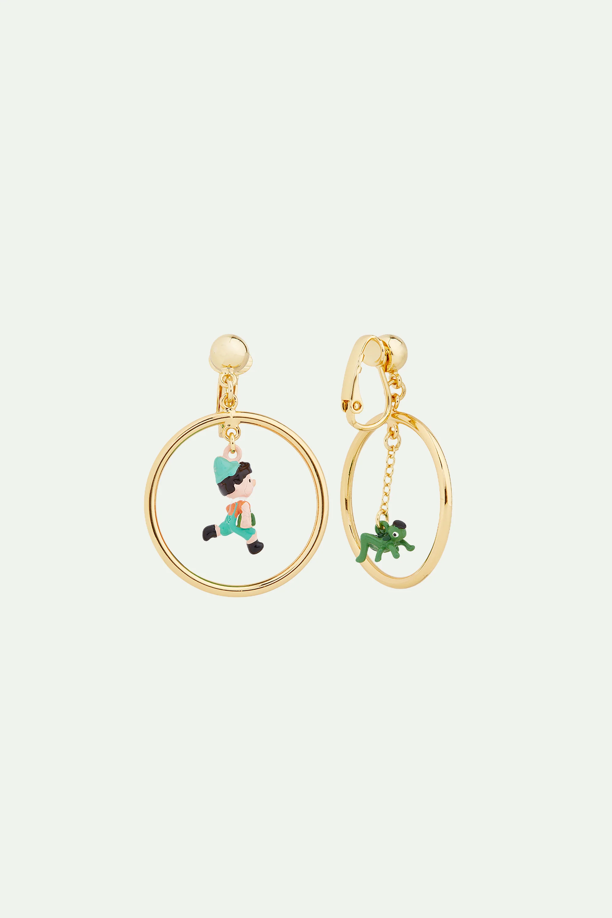 Boucles d'oreilles créoles asymétriques Pinocchio - Image 4