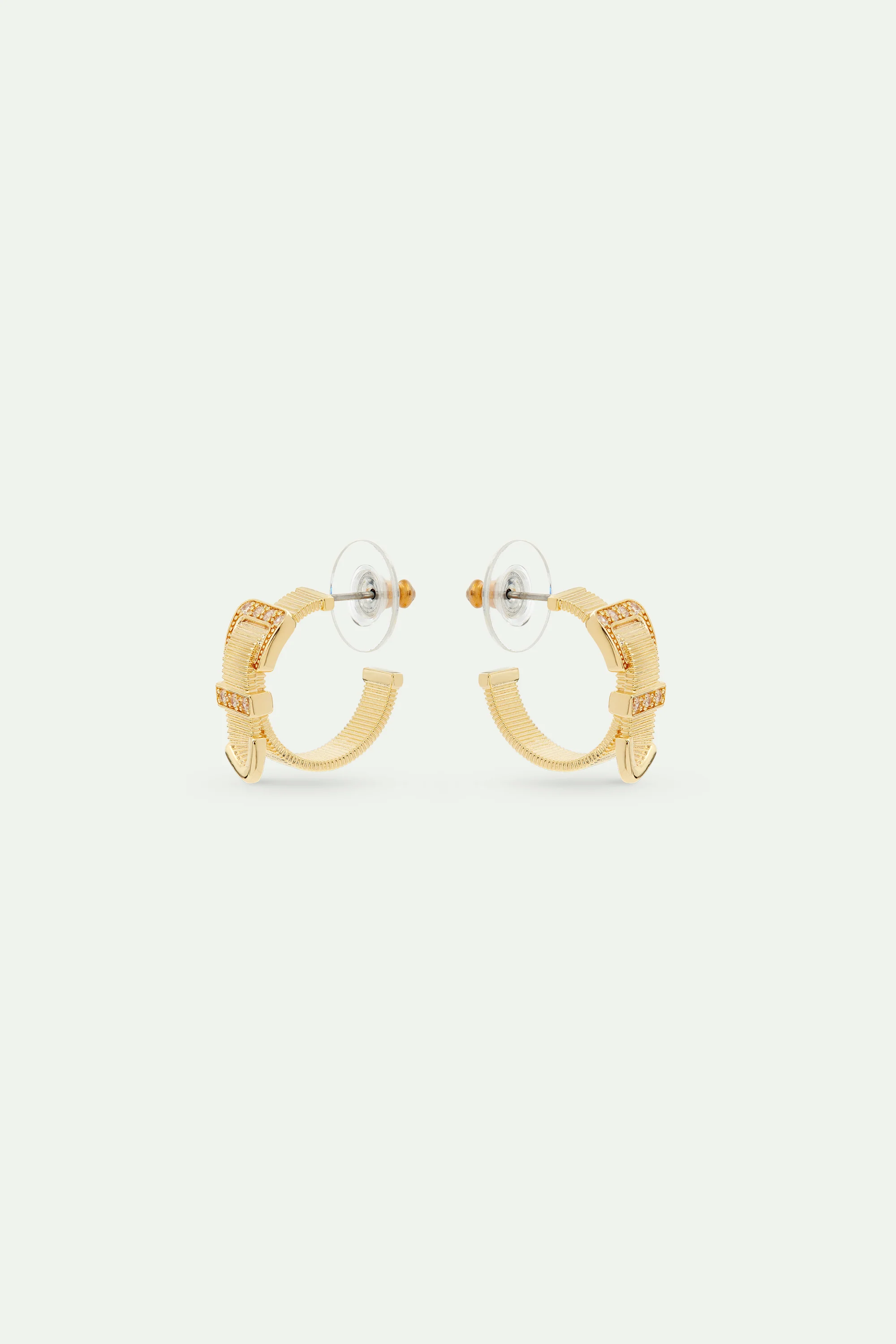 Boucles d'oreilles créoles ceinture en laiton doré et cristaux