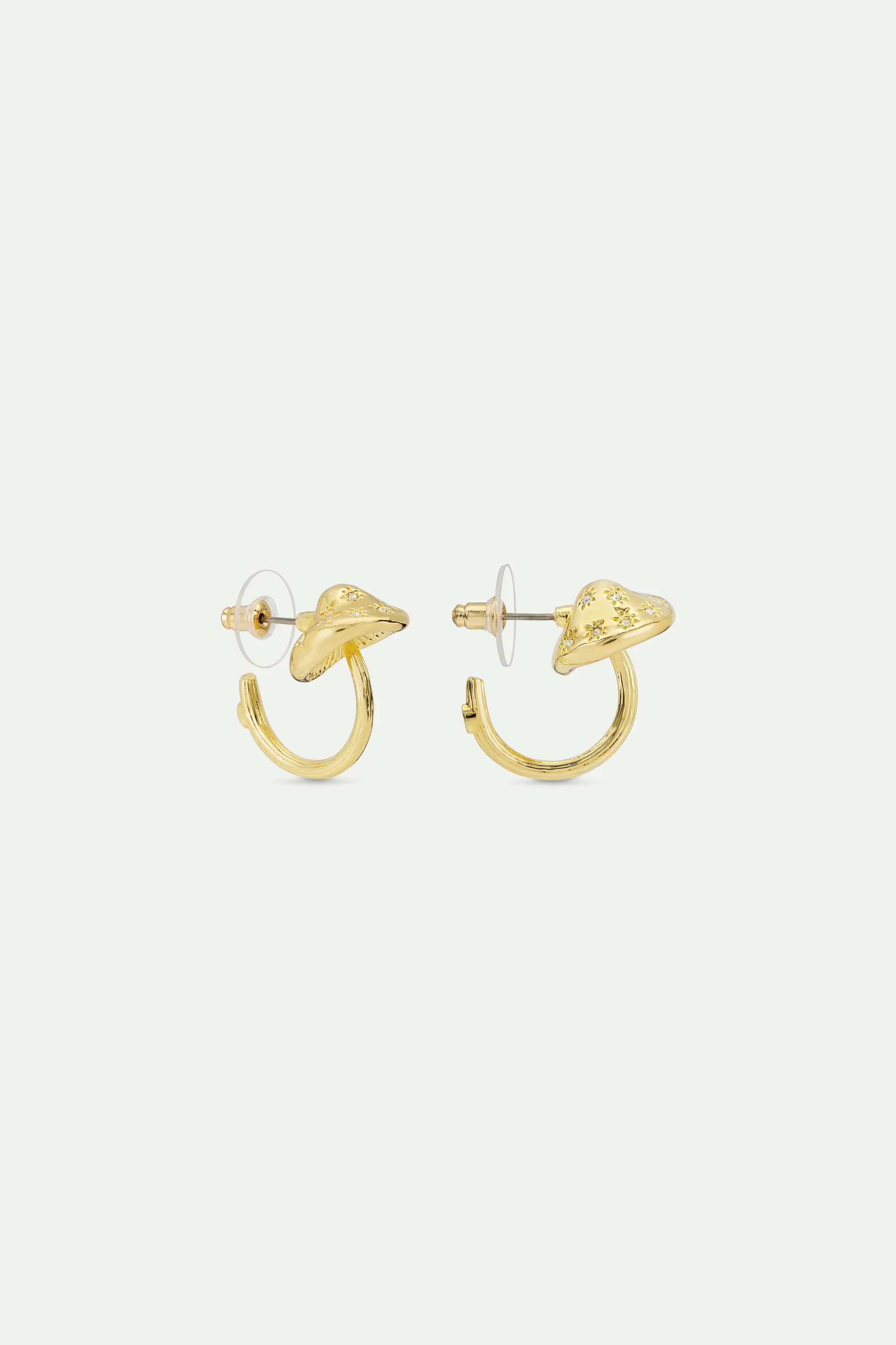 Boucles d'oreilles créoles dorées champignon - Image 3