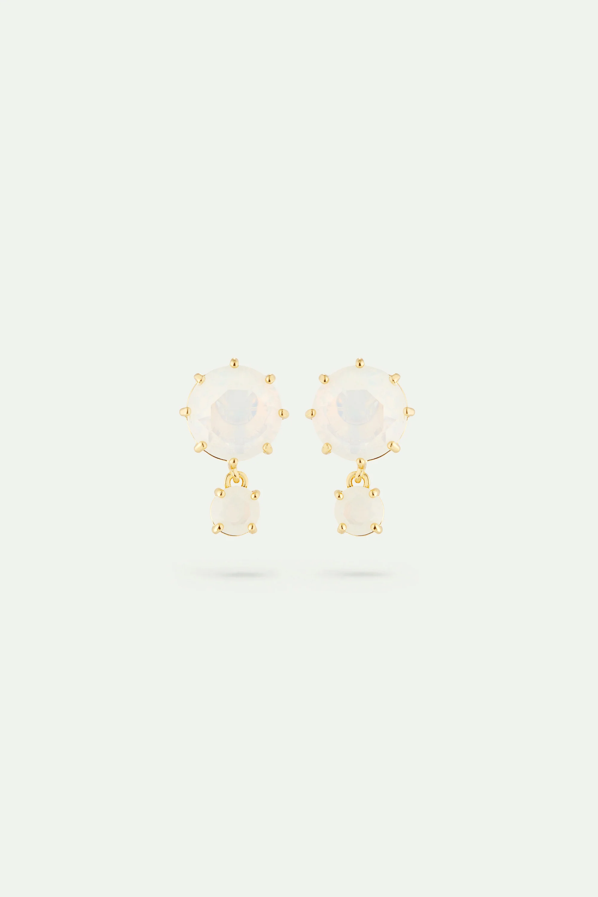Boucles d'oreilles deux pierres La Diamantine blanc opalescent