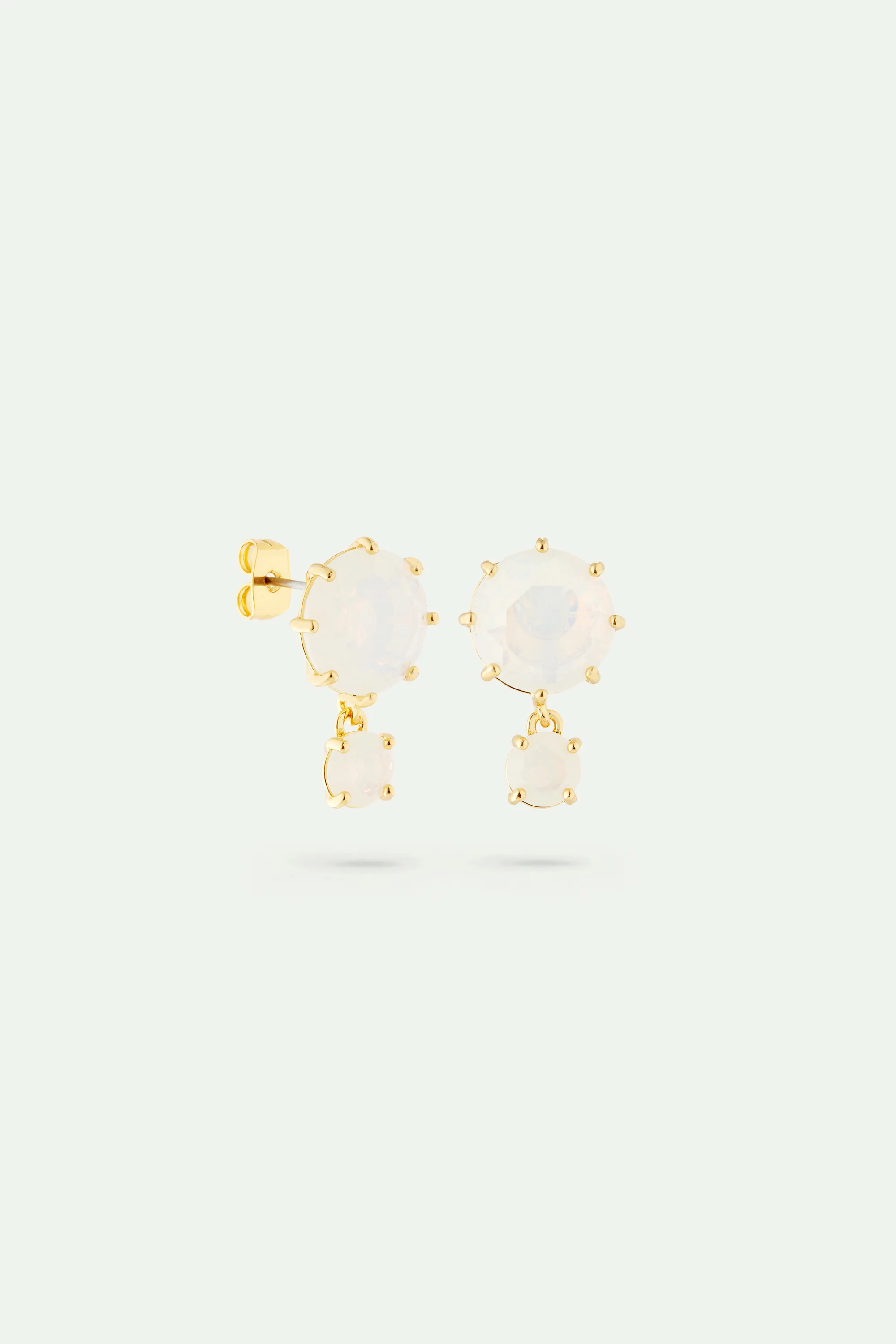 Boucles d'oreilles deux pierres La Diamantine blanc opalescent - Image 2