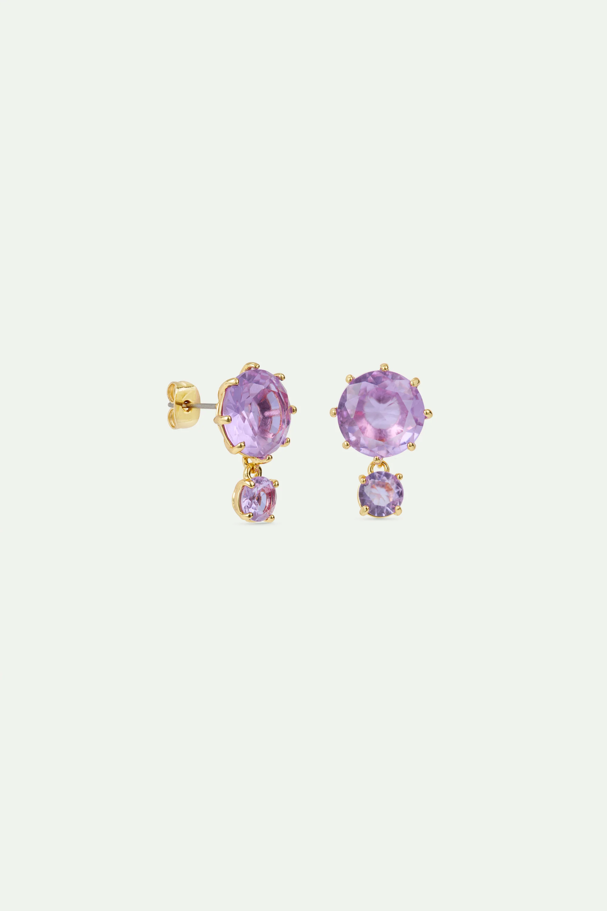 Boucles d'oreilles deux pierres La Diamantine lavande - Image 3
