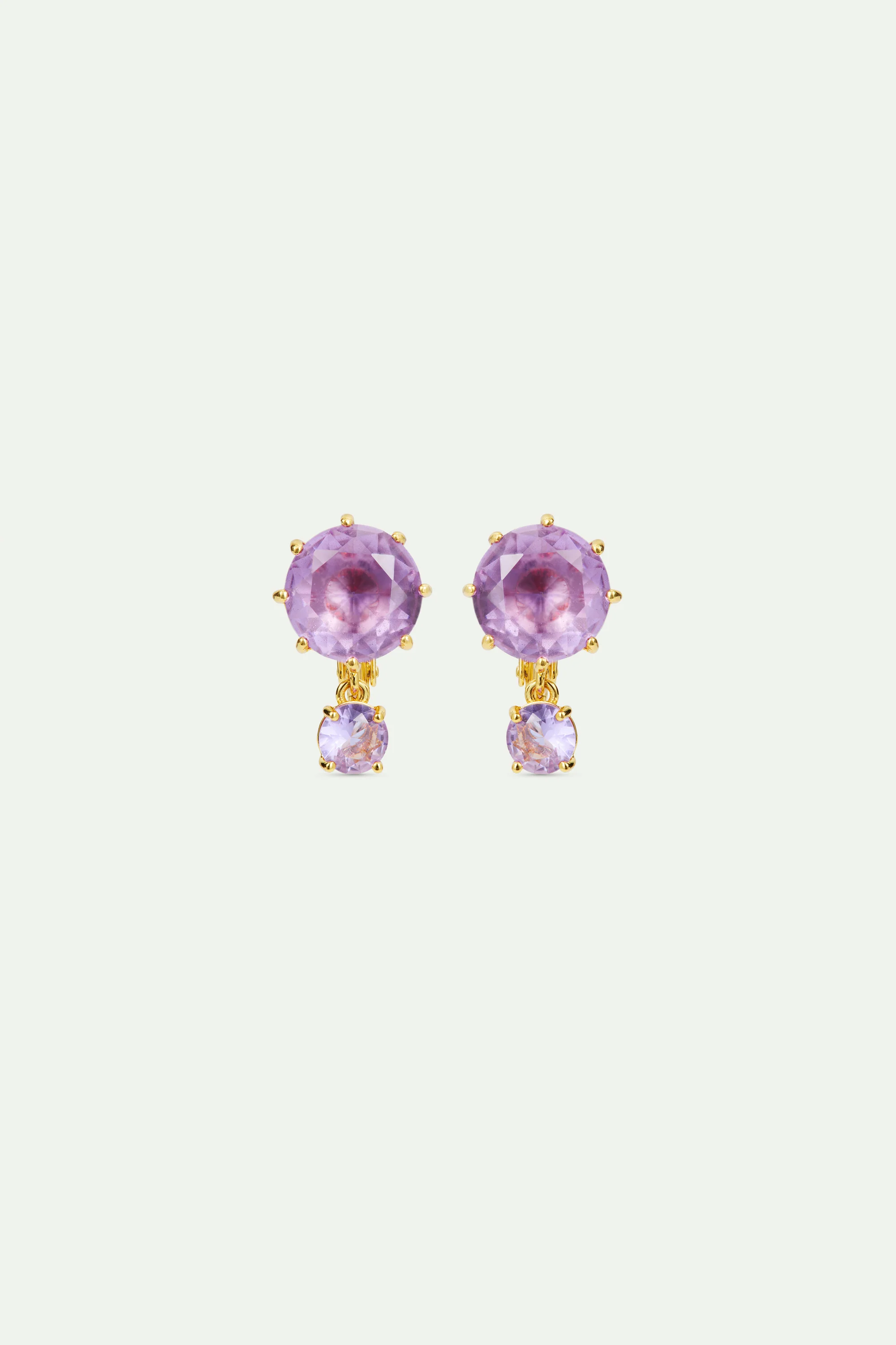 Boucles d'oreilles deux pierres La Diamantine lavande - Image 4