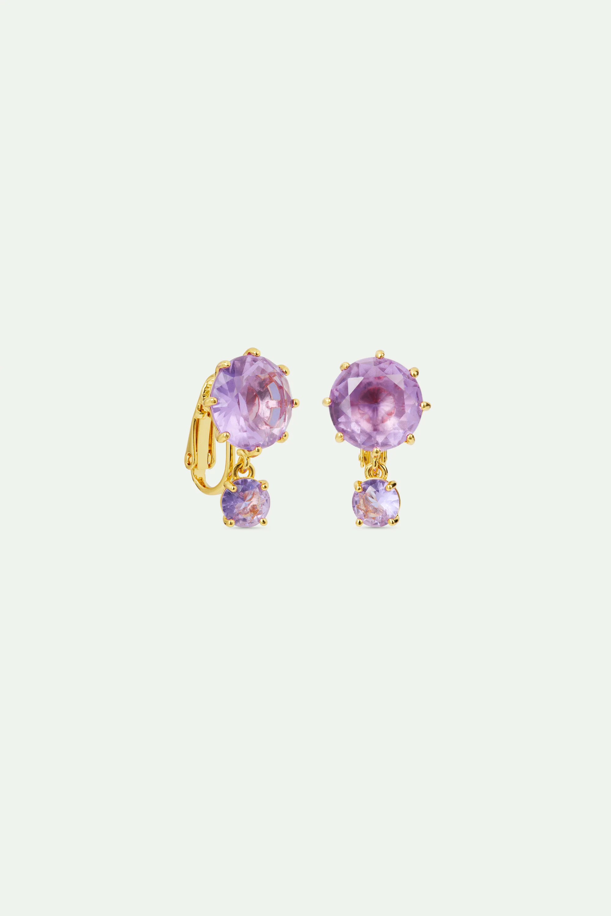 Boucles d'oreilles deux pierres La Diamantine lavande - Image 5