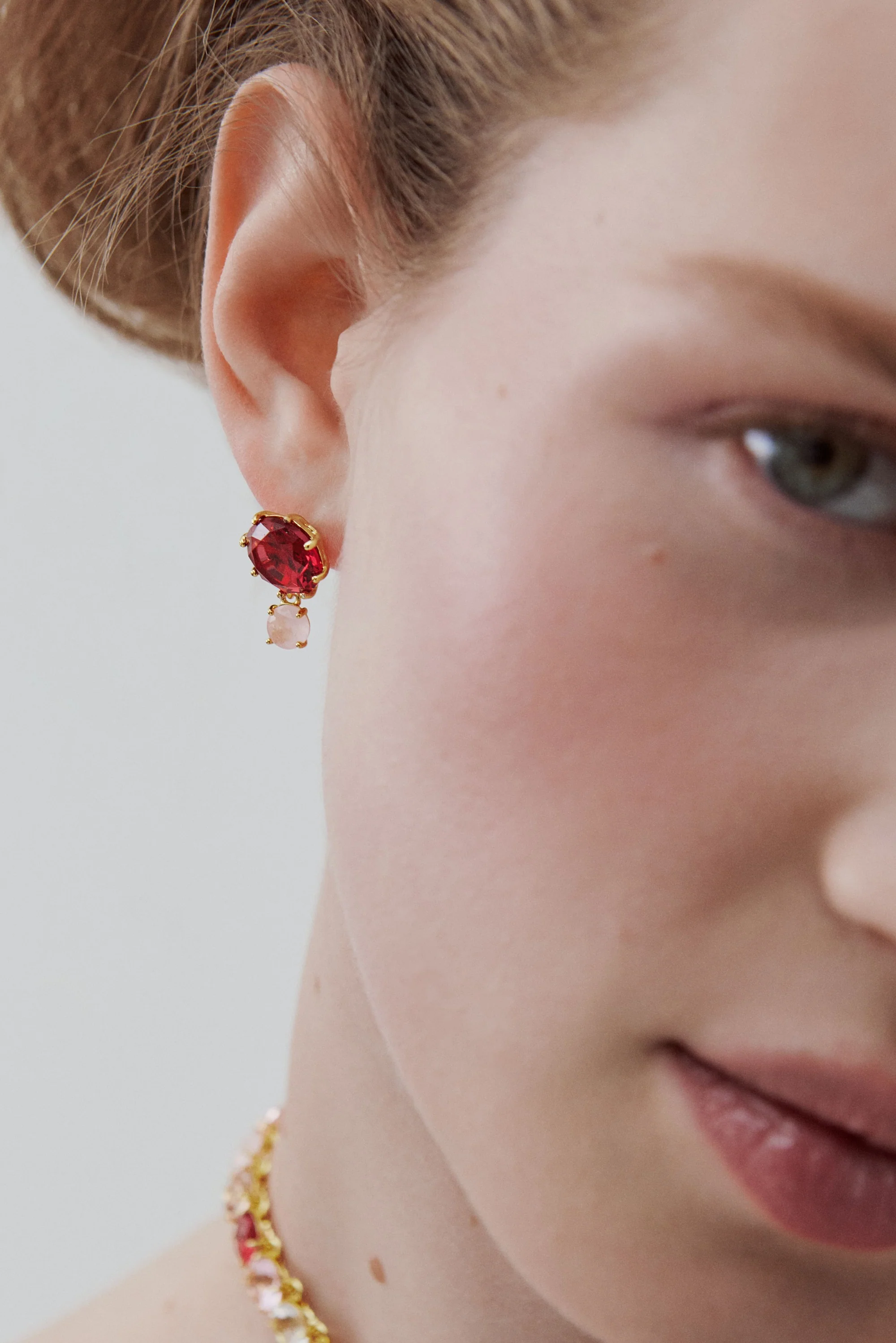 Boucles d'oreilles deux pierres La Diamantine Rosa Centifolia - Image 2