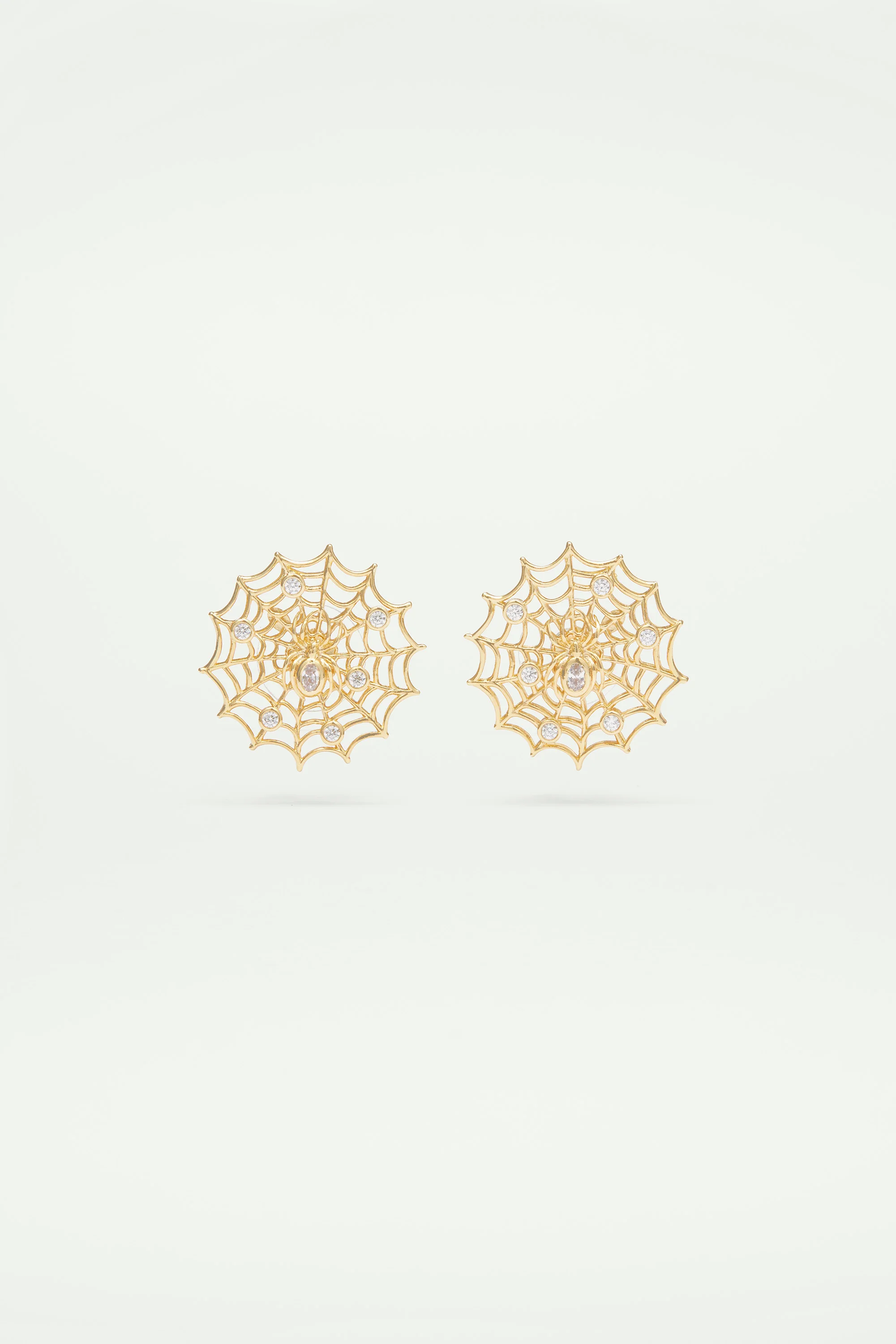 Boucles d'oreilles dorées toile d'araignée et cristaux