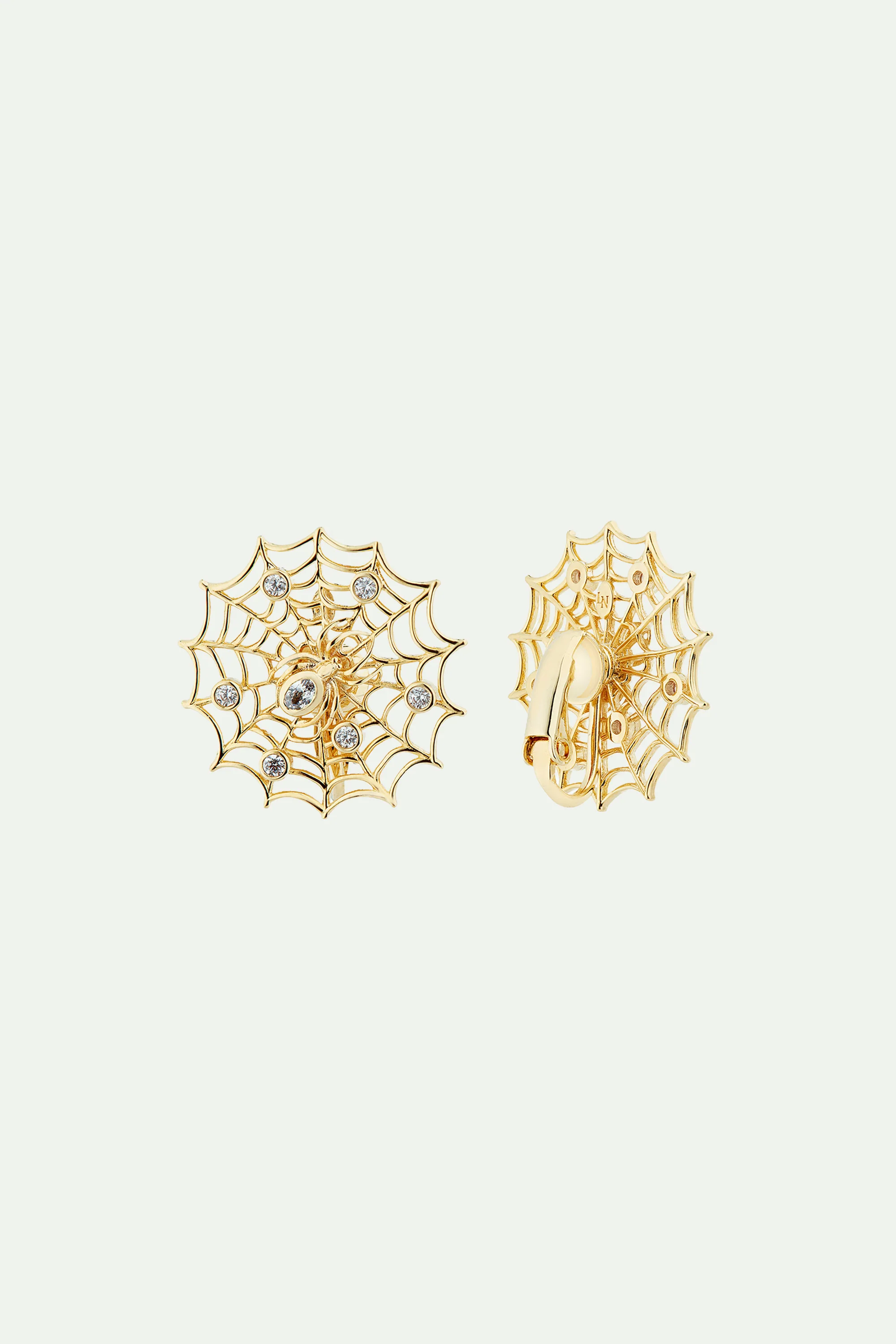 Boucles d'oreilles dorées toile d'araignée et cristaux - Image 4