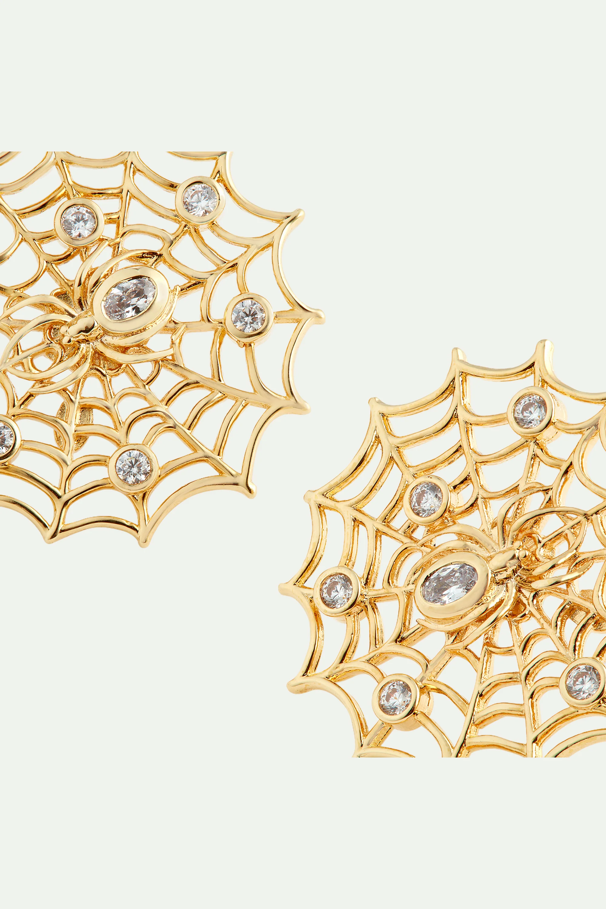 Boucles d'oreilles dorées toile d'araignée et cristaux - Image 5